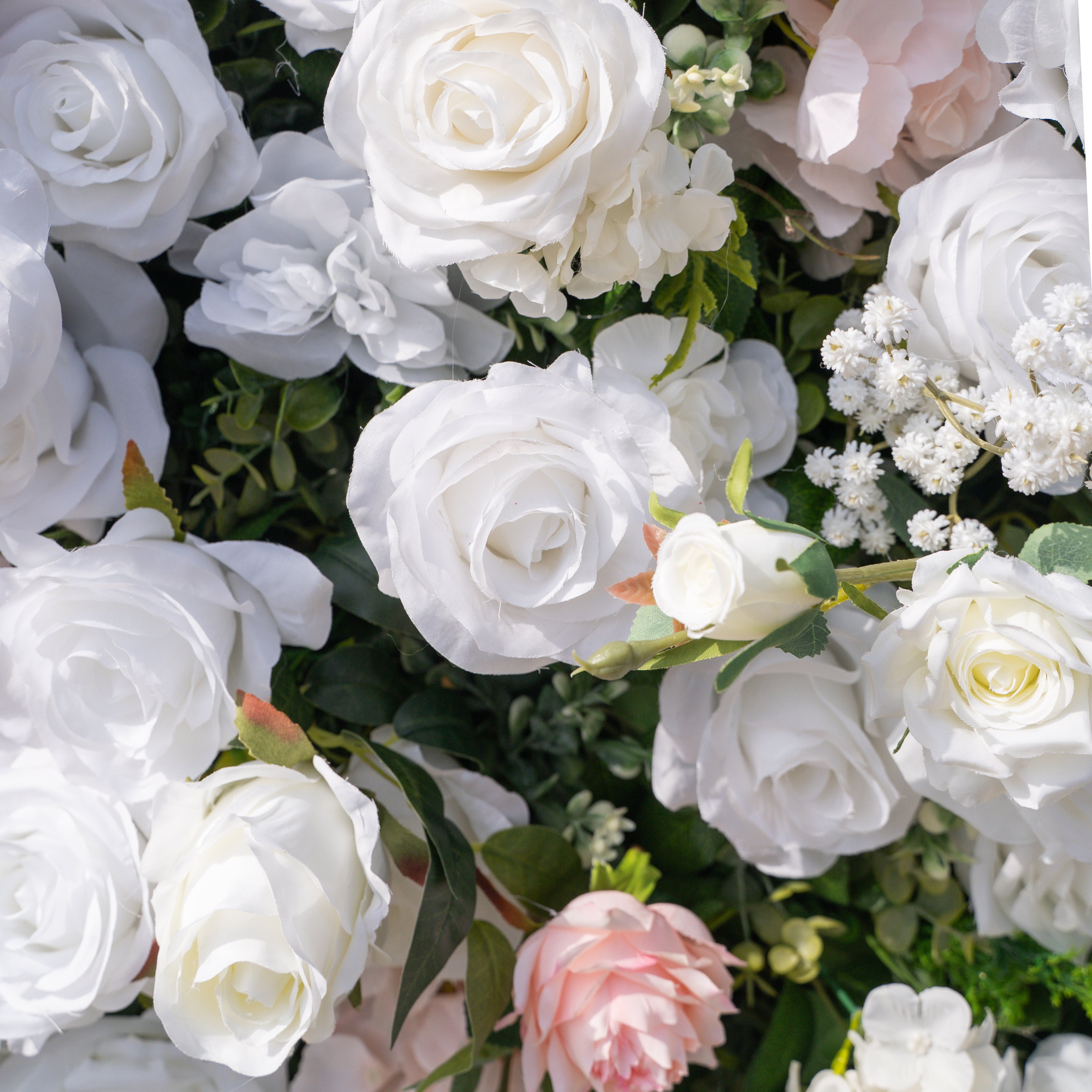 Colette: 5D Ivory & Peach Silk Floral Wall Roll-Up Fabric Backdrop for Dreamy Bridal Showers & Weddings
