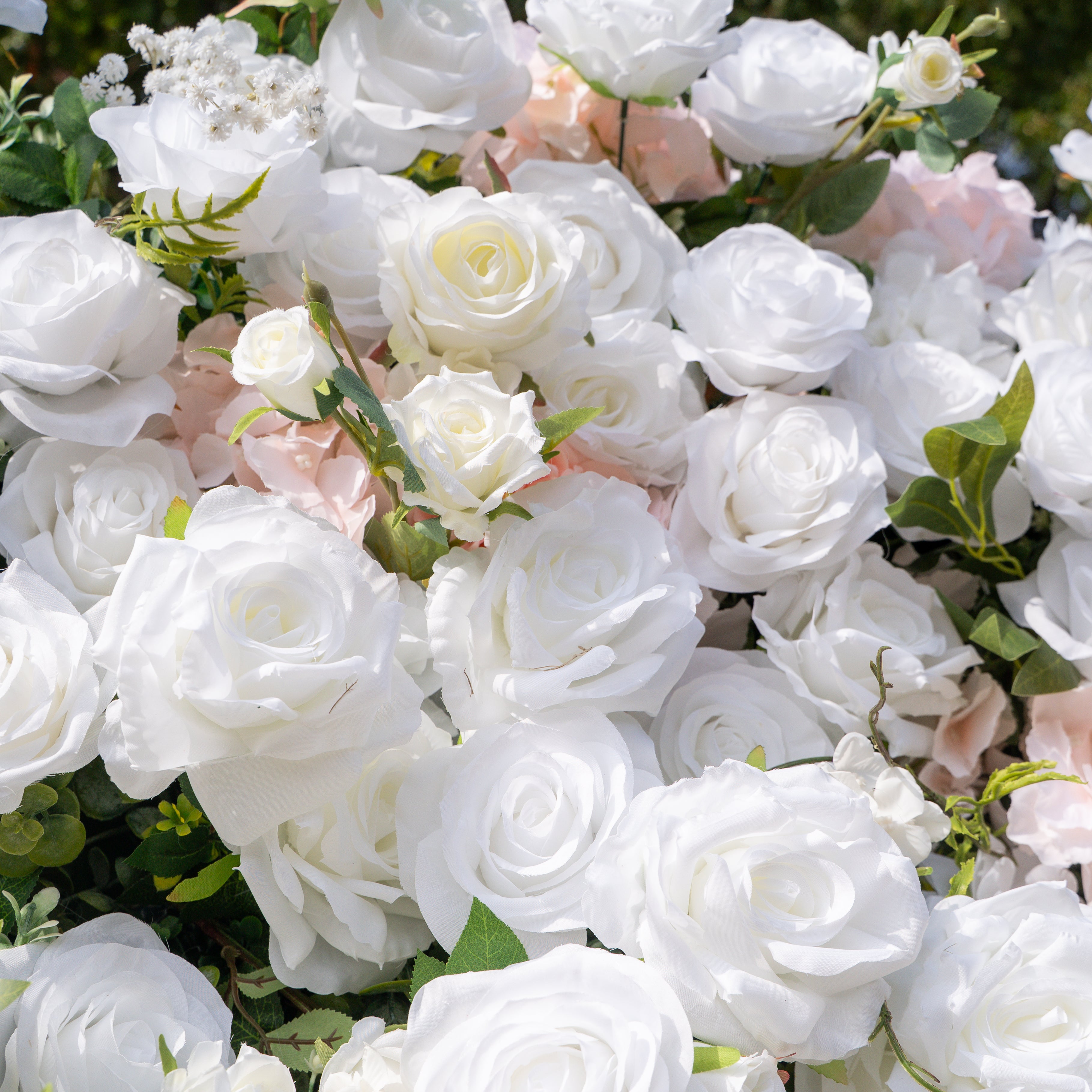 Colette: 5D Ivory & Peach Silk Floral Wall Roll-Up Fabric Backdrop for Dreamy Bridal Showers & Weddings