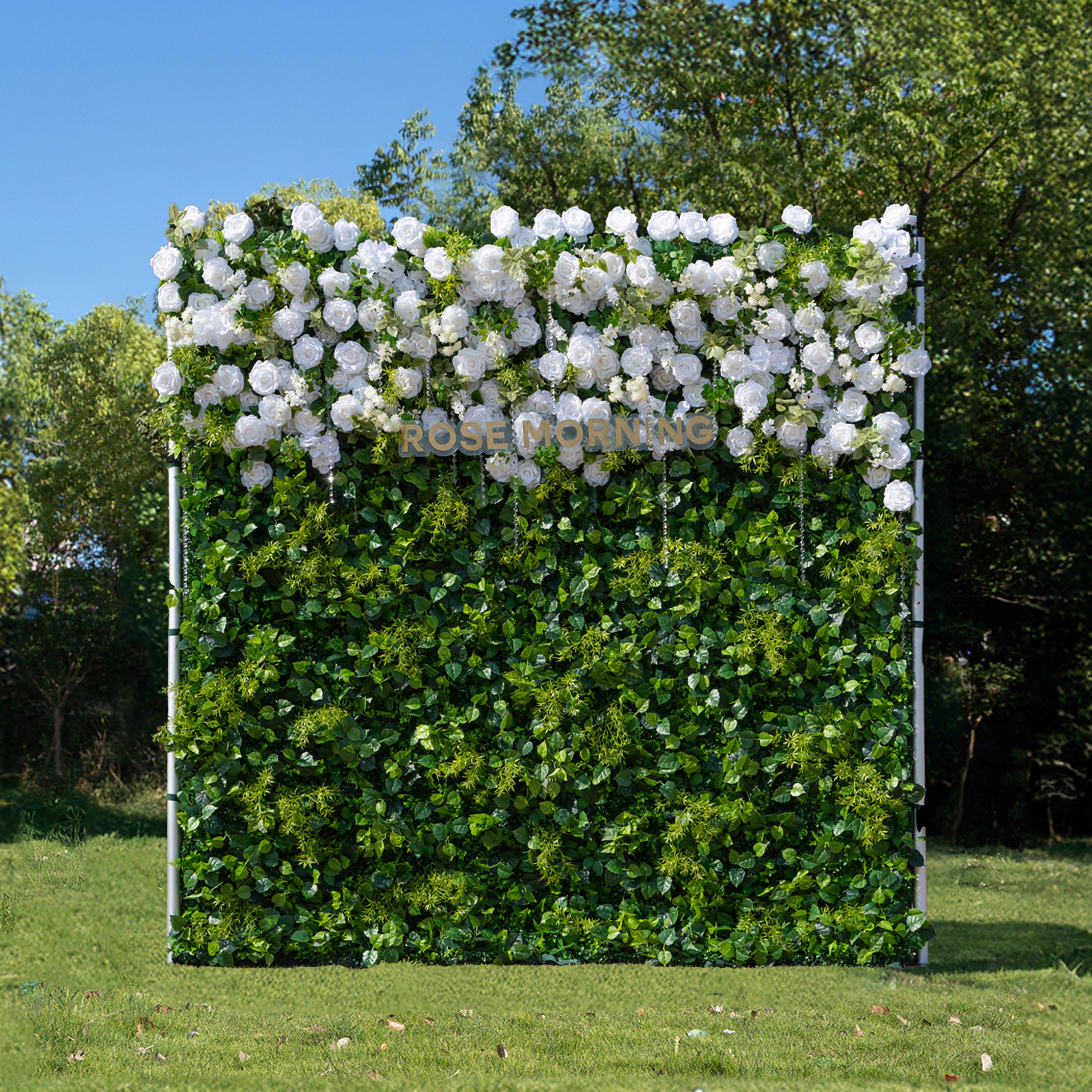 Crystal:Fabric Artificial rolling up curtain flower wall with Crystal Beaded and PVC Butterflies for DIY (Ready to Ship-Only in USA)