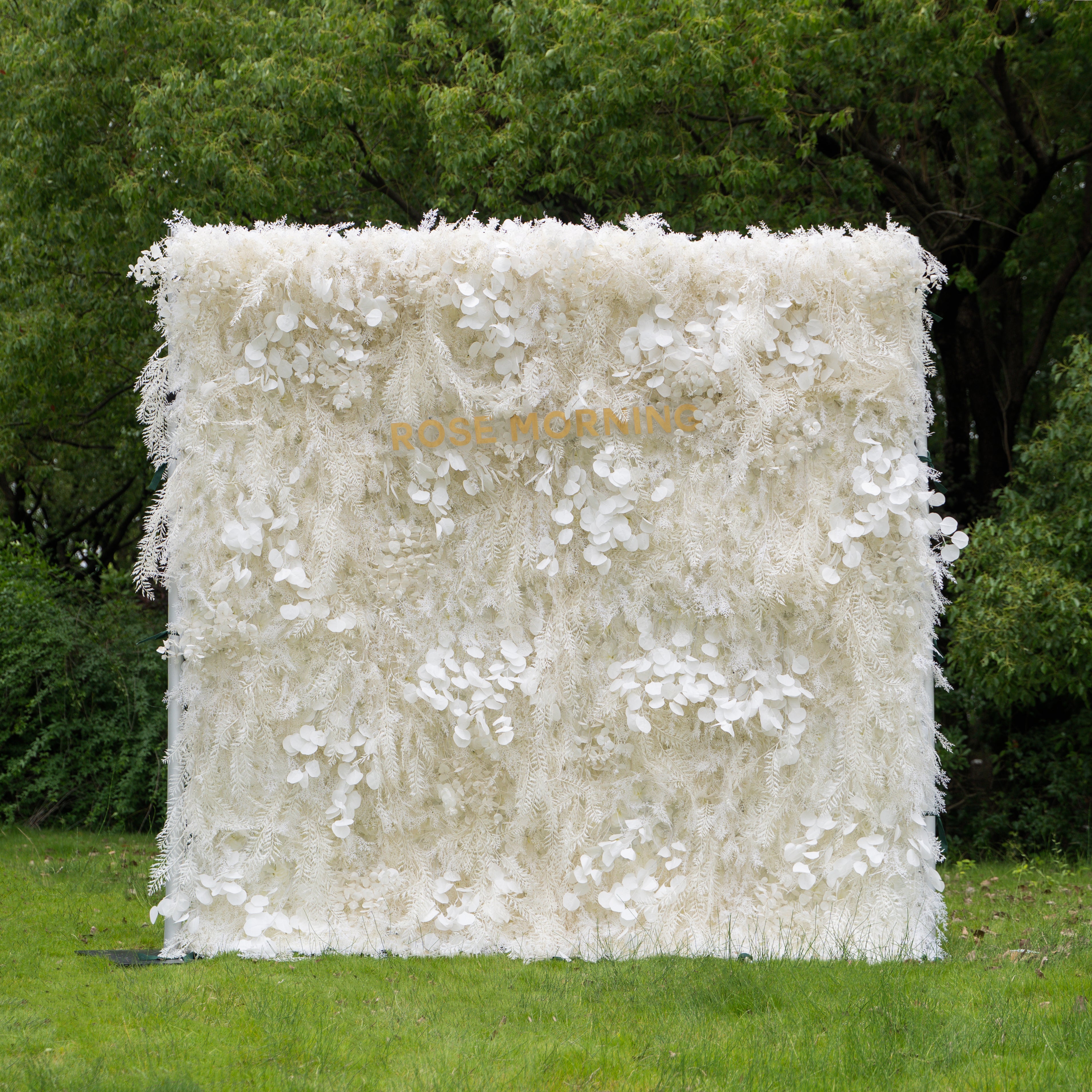 Dream 2025:5D White Fabric Artificial rolling up curtain flower wall
