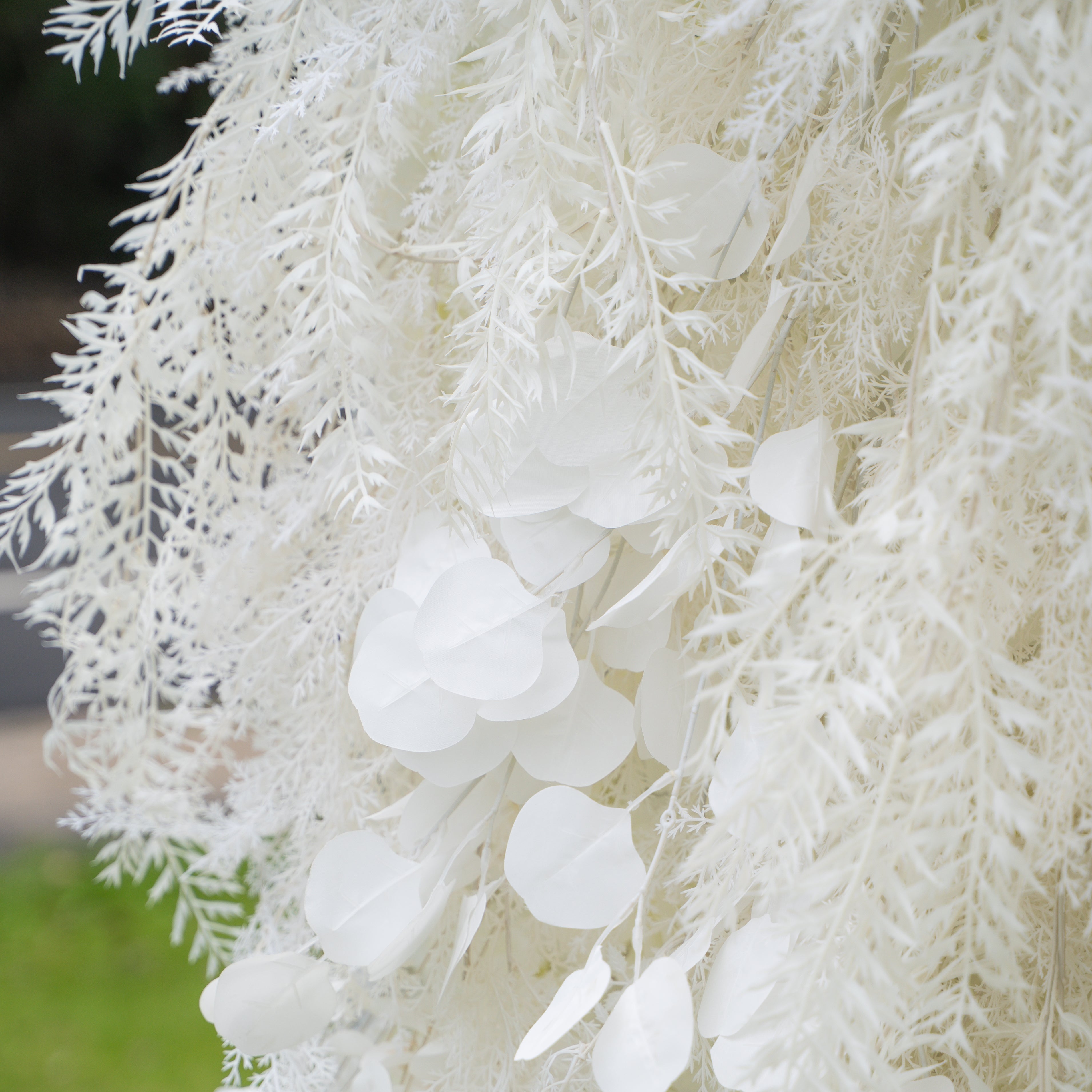 Dream 2025:5D White Fabric Artificial rolling up curtain flower wall