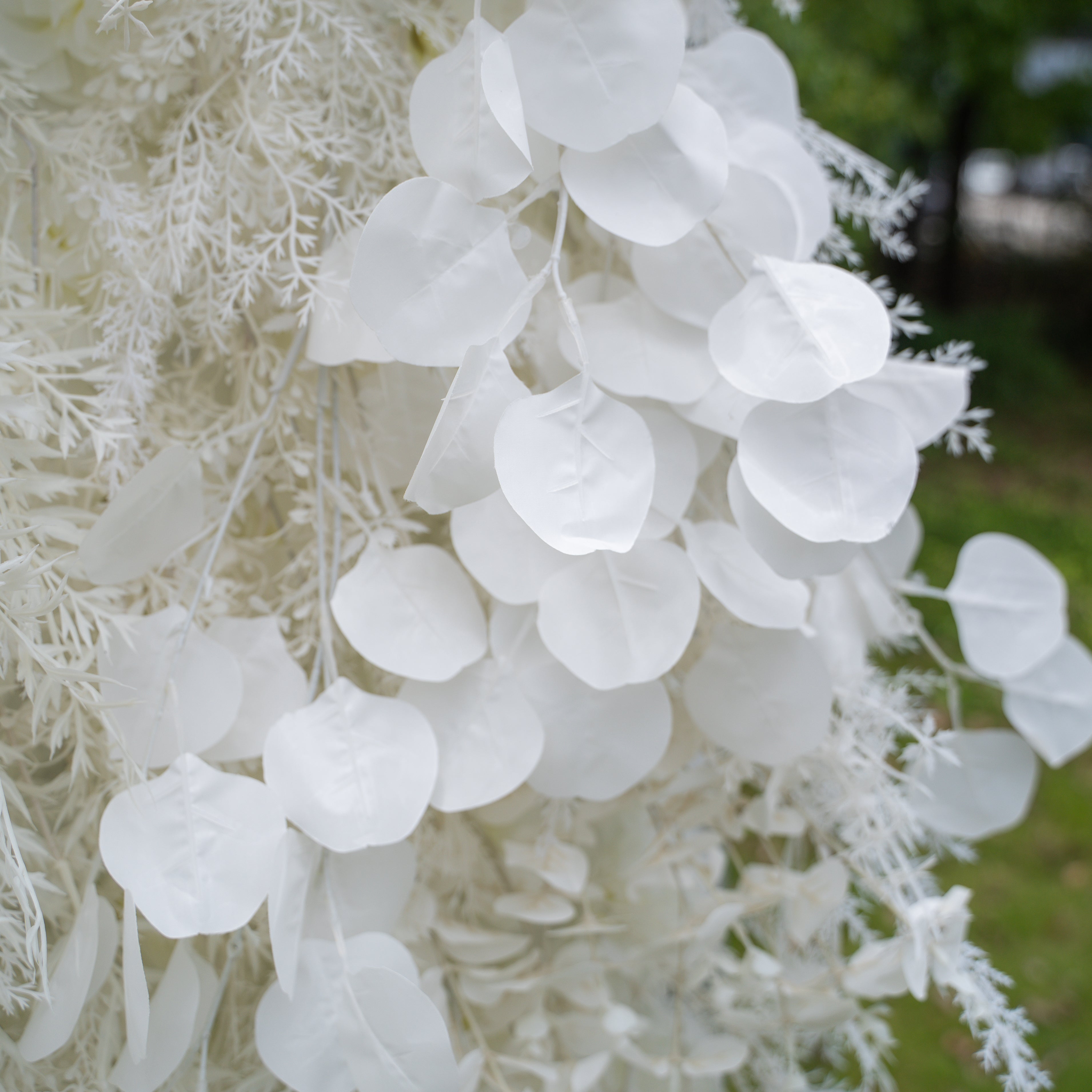 Dream 2025:5D White Fabric Artificial rolling up curtain flower wall