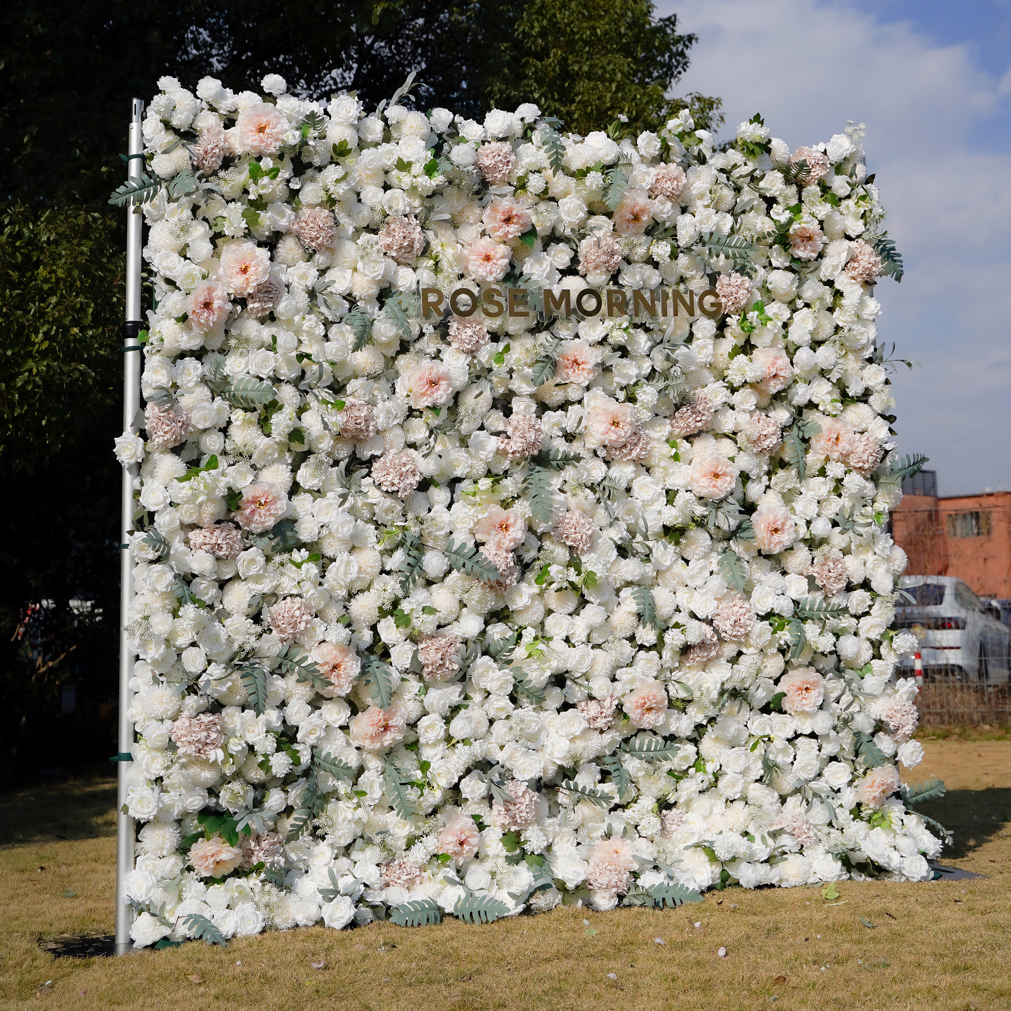 Elara 5D Fabric Artificial rolling up curtain flower wall Rose Morning