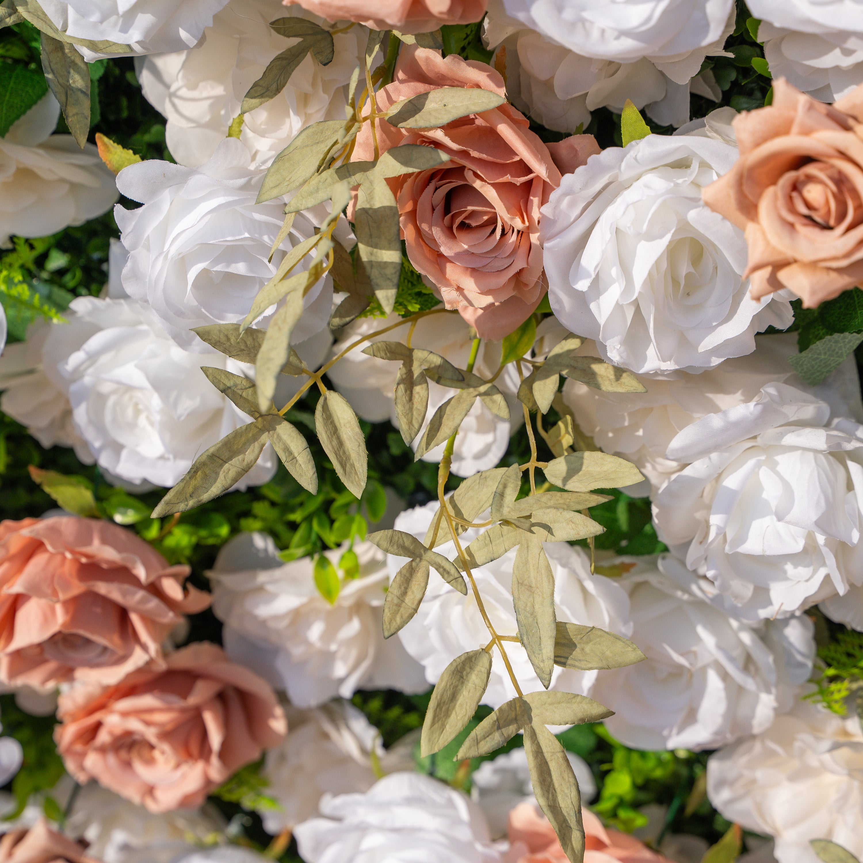 Elara: 3D Champagne & White Silk Rose Roll-Up Curtain Floral Wall Backdrop for Wedding Party & Event Decor(Delivery in 5-7 Days Only USA))