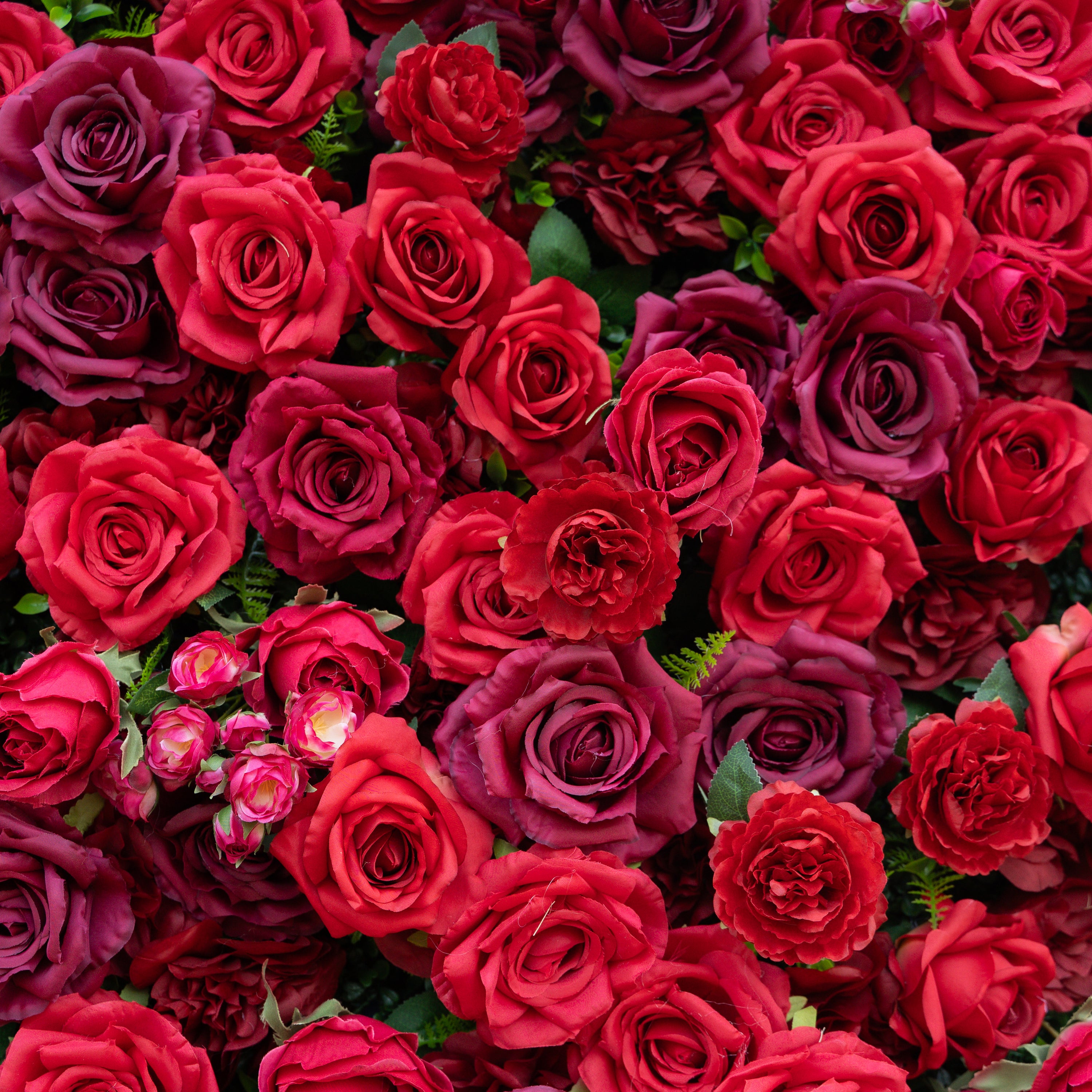 Elysia: 3D Luxury Burgundy Silk Rose Flower Wall Roll-Up Fabric Backdrop for Romantic Weddings & Events