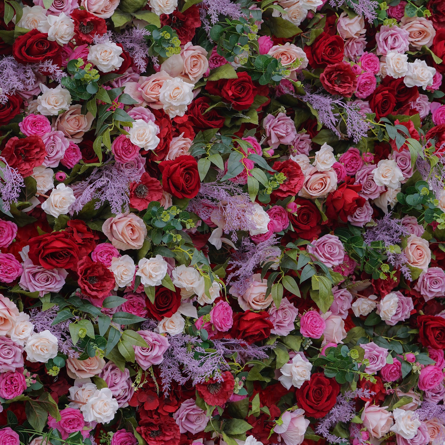 The flower walls are made of artificial flowers in various colors, layered at different levels to create a lush, elegant and natural look. The exclusive zipper design and roll-up design make it easy to install and remove.Rose Morning