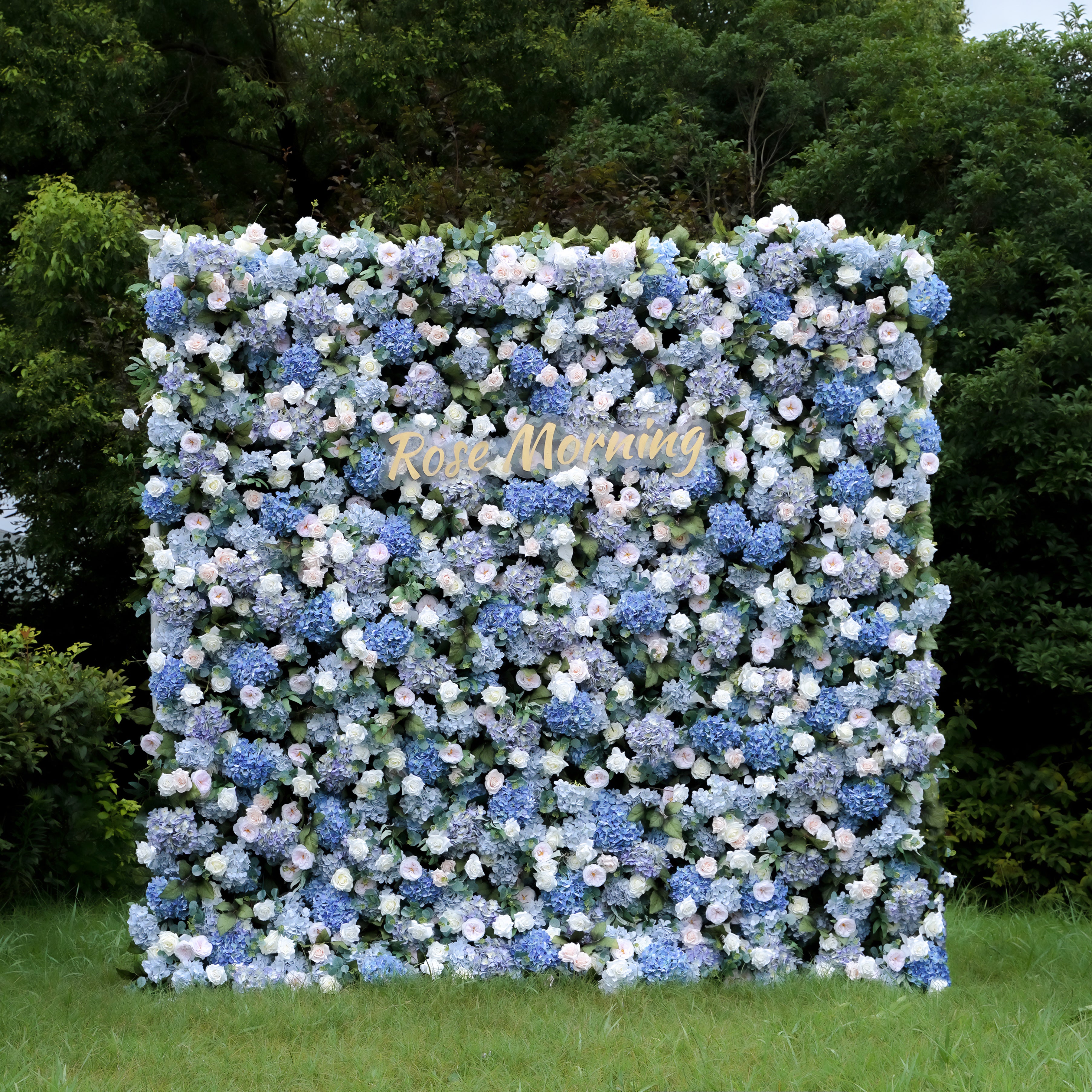 Everly: 5D Fabric Artificial Flower Wall Rolling Up Curtain Flower Wall R015 - 8ft*8ft Rose Morning