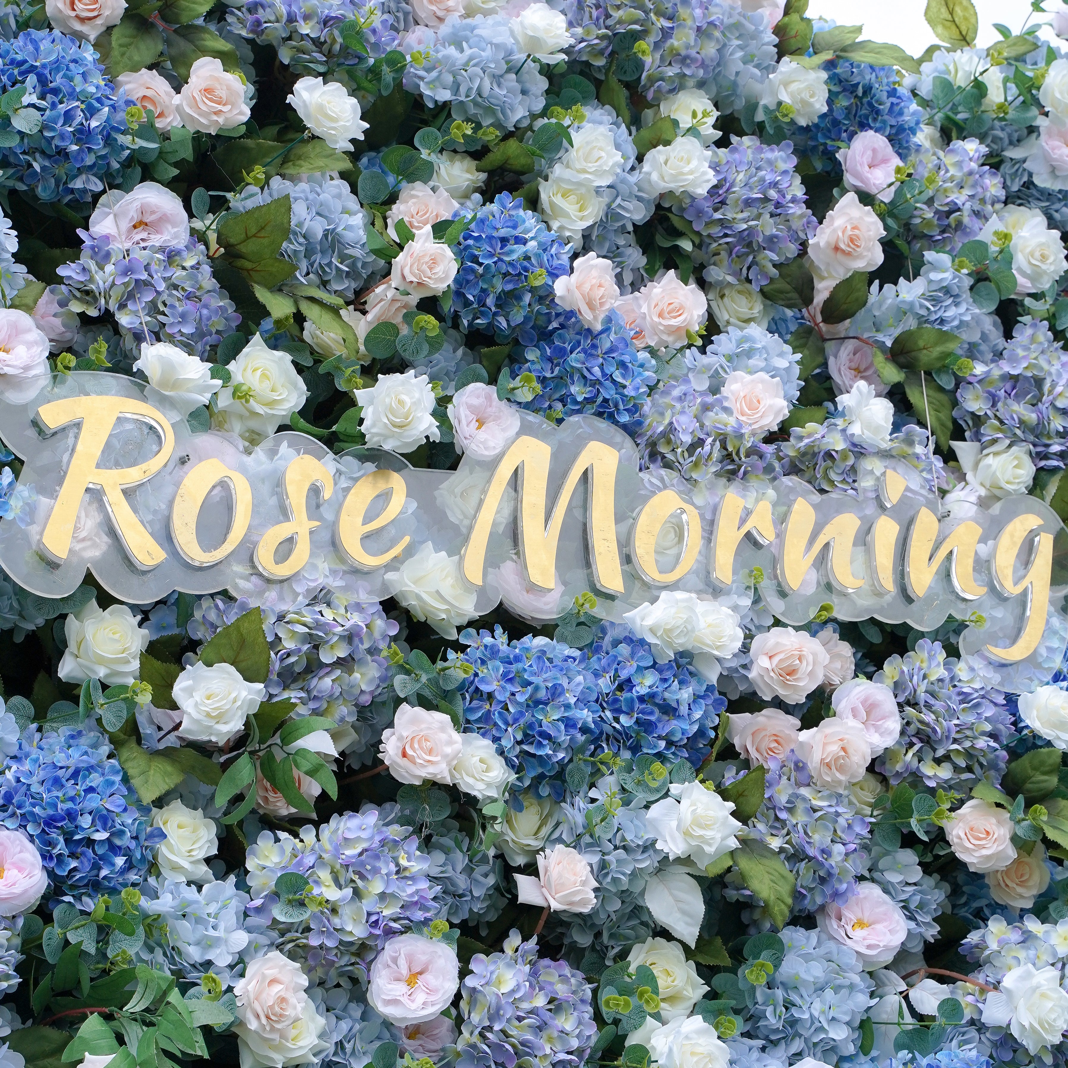 Everly: 5D Fabric Artificial Flower Wall Rolling Up Curtain Flower Wall R015 - 8ft*8ft Rose Morning