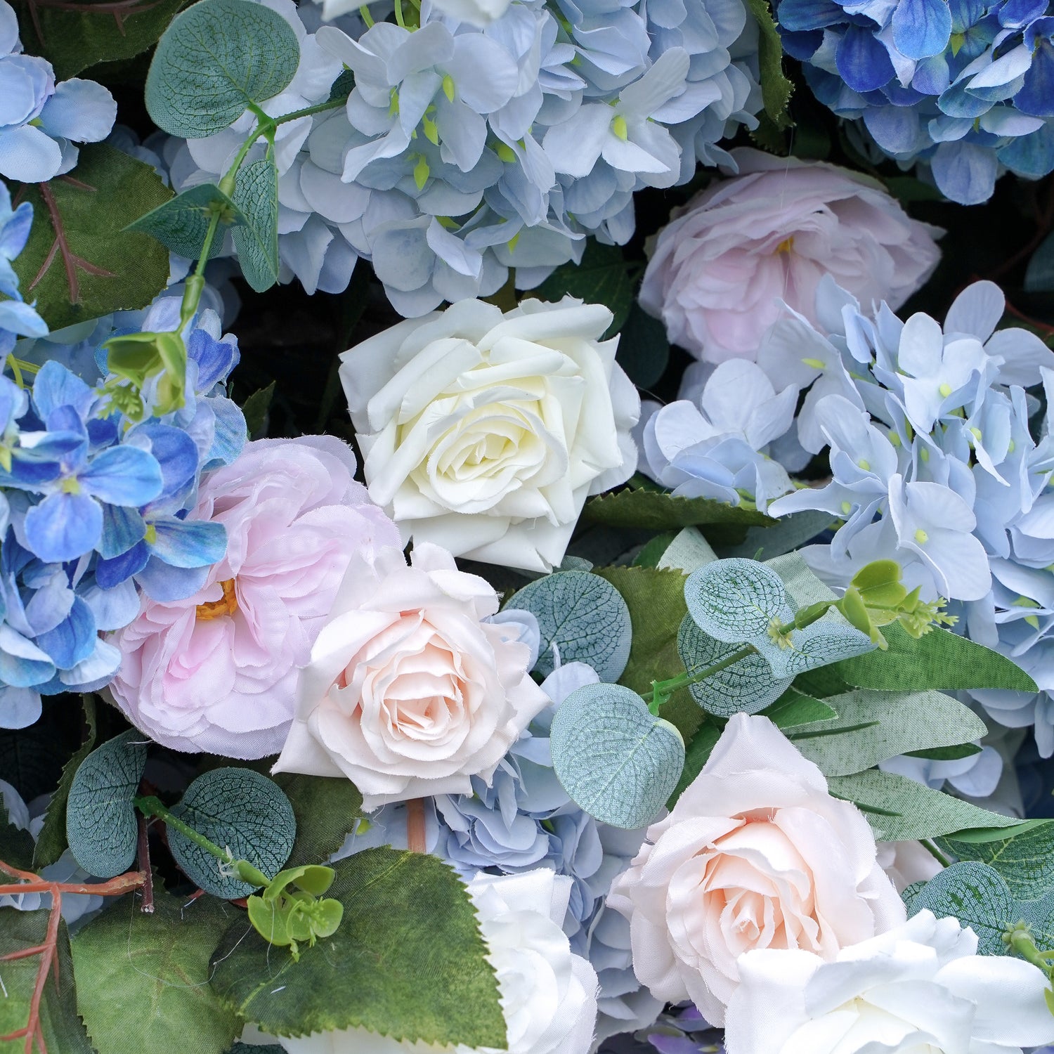 Everly:  5D Fabric Artificial Flower Wall Rolling Up Curtain Flower Wall R015 - 8ft*8ft Rose Morning