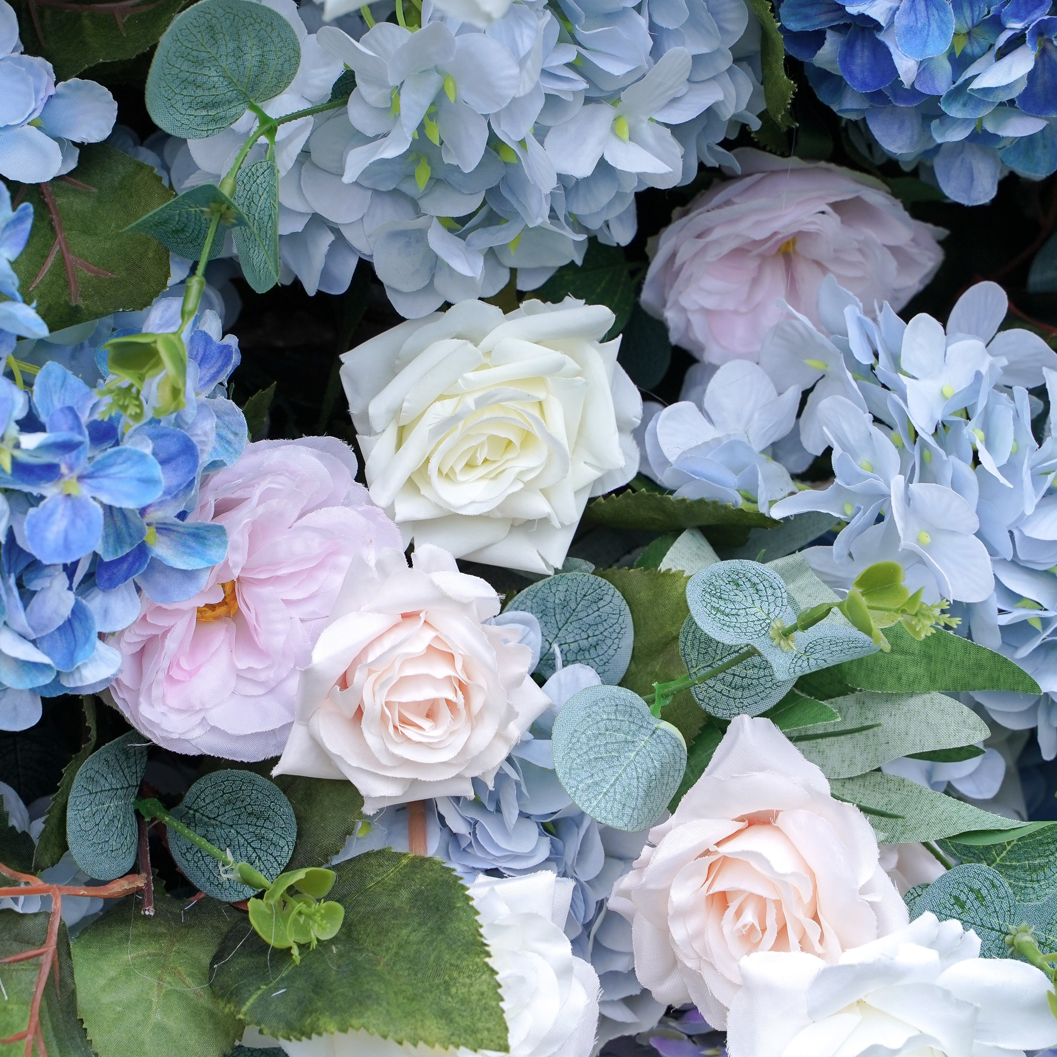 Everly: 5D Fabric Artificial Flower Wall Rolling Up Curtain Flower Wall R015 - 8ft*8ft Rose Morning