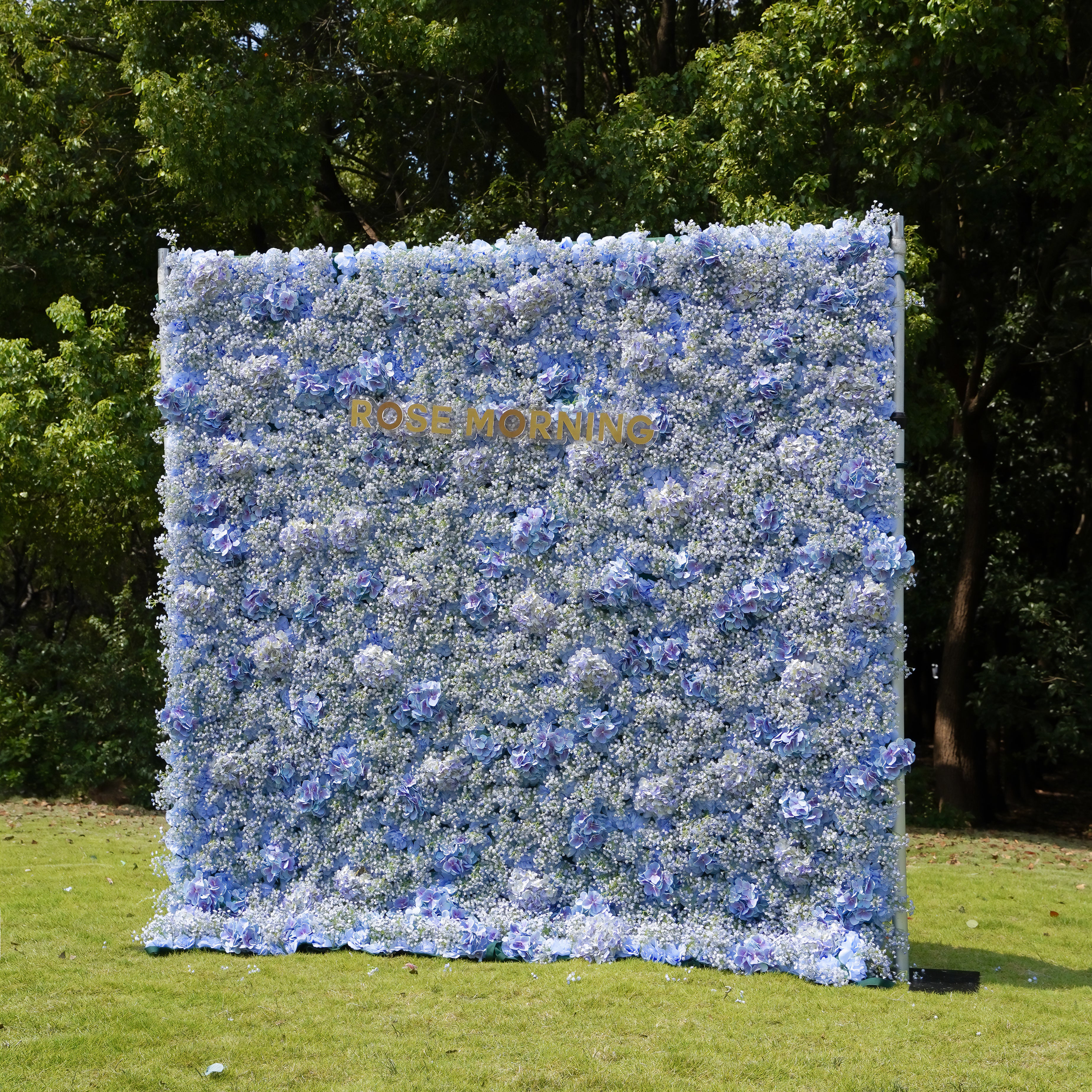 Fiona: 3D Fabric Artificial Flower Wall Rolling Up Curtain Flower Wall 8ft*8ft -R043 Rose Morning