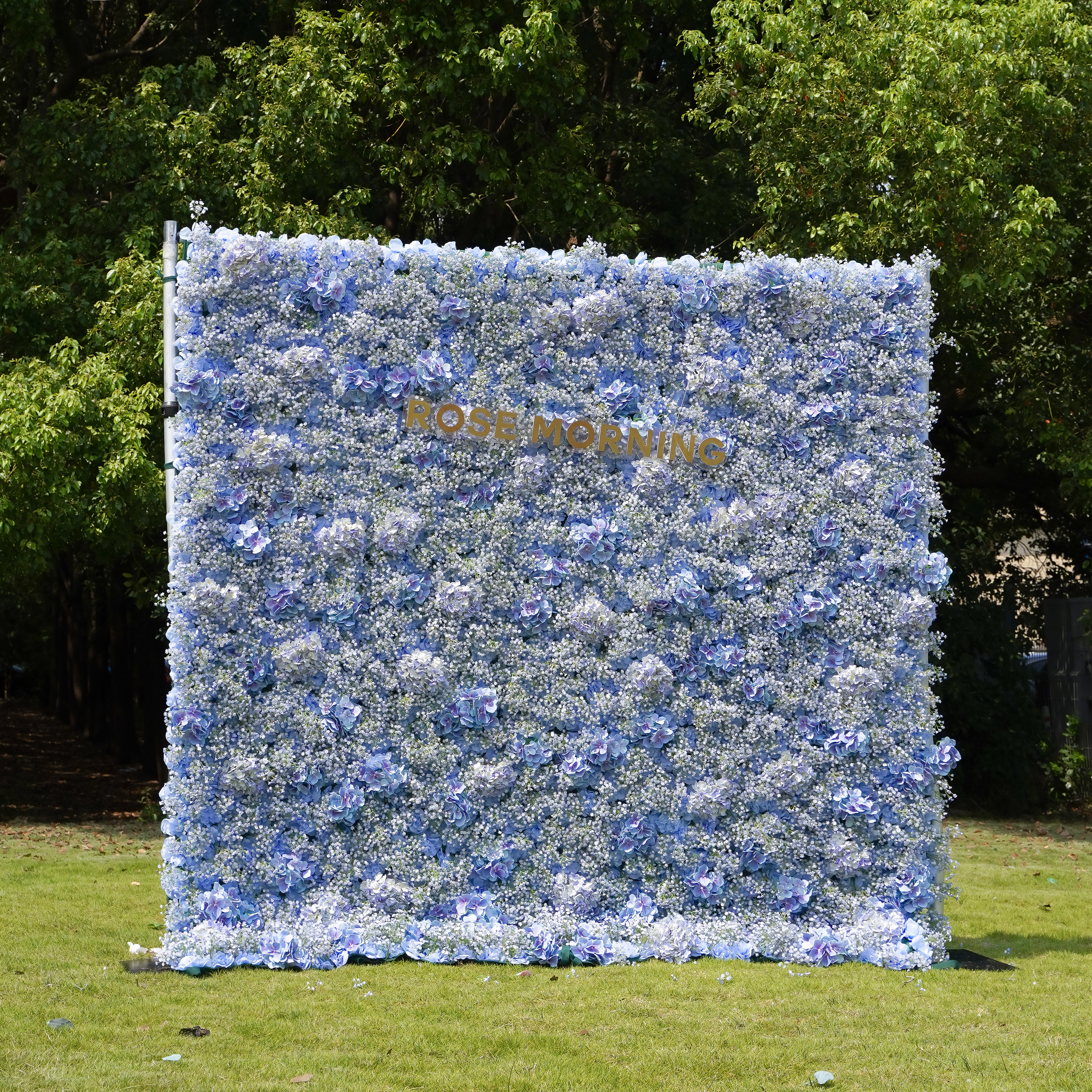 Fiona: 3D Fabric Artificial Flower Wall Rolling Up Curtain Flower Wall 8ft*8ft -R043 Rose Morning