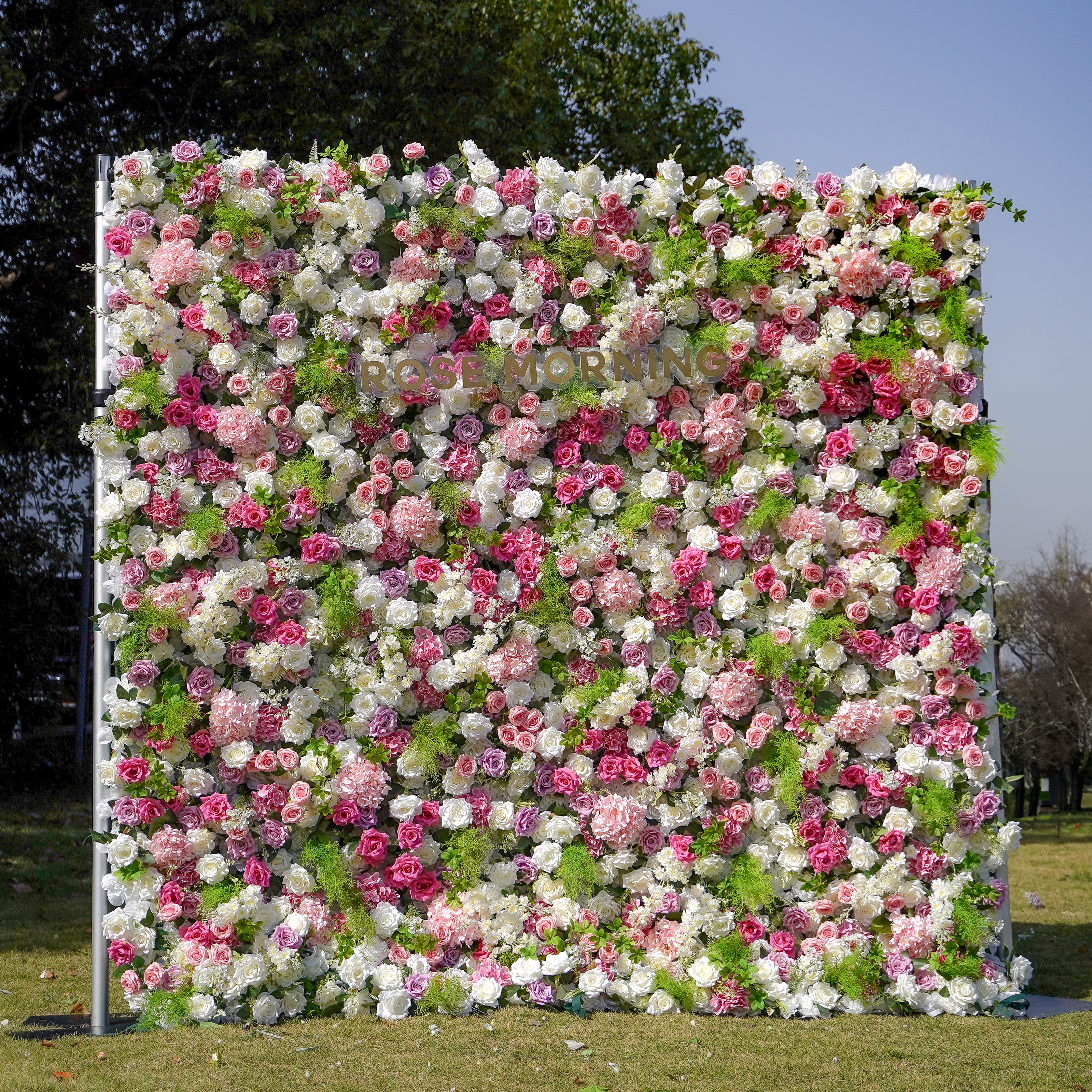 Geraldine:5D 2023 New Fabric Artificial rolling up curtain flower wall Rose Morning