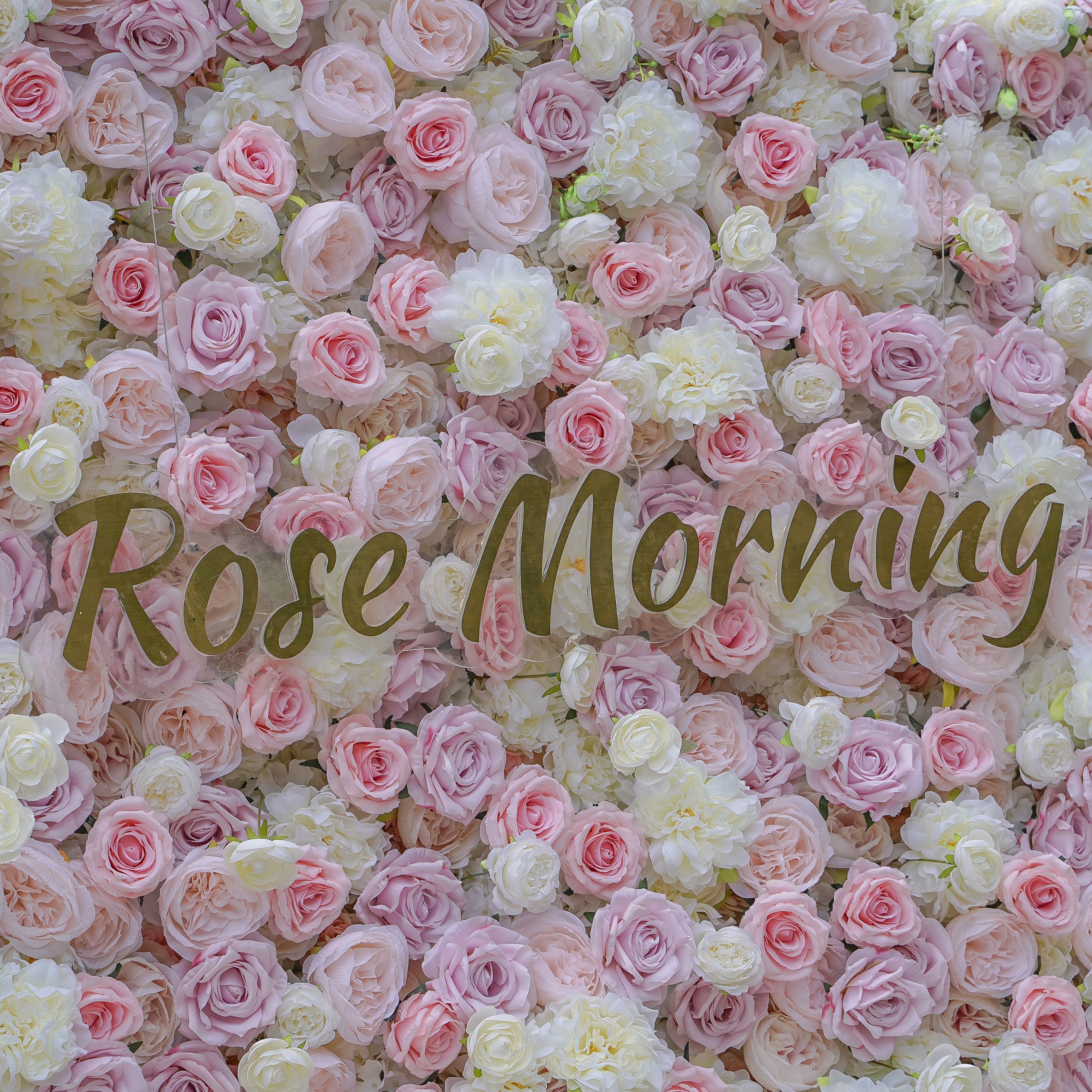 Hannah: 5D Fabric Artificial Flower Wall Rolling Up Curtain Flower Wall R013 - 8ft*8ft Rose Morning