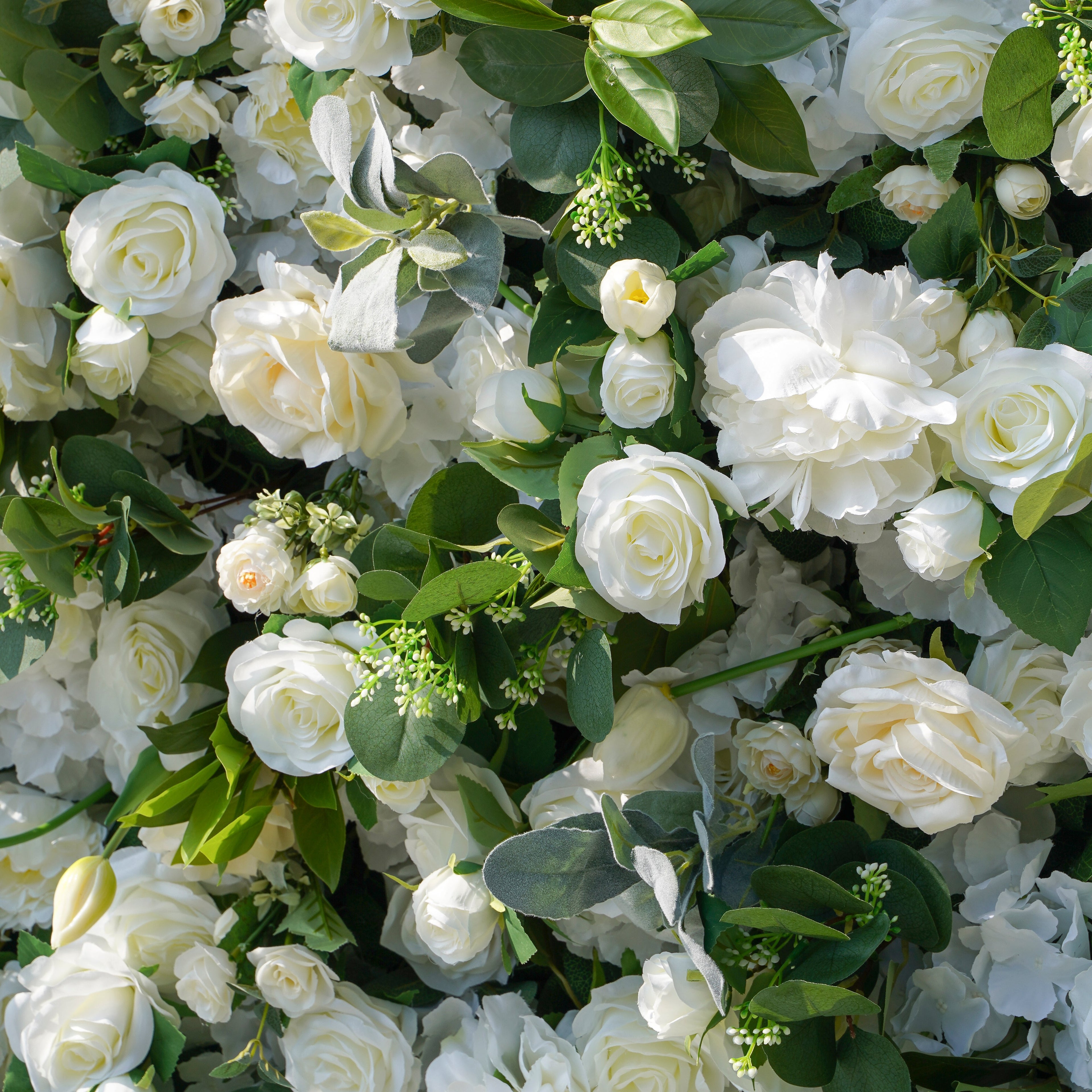 Rose Morning“The flower walls are made of artificial flowers in various colors, layered at different levels to create a lush, elegant and natural look. The exclusive zipper design and roll-up design make it easy to install and remove.”