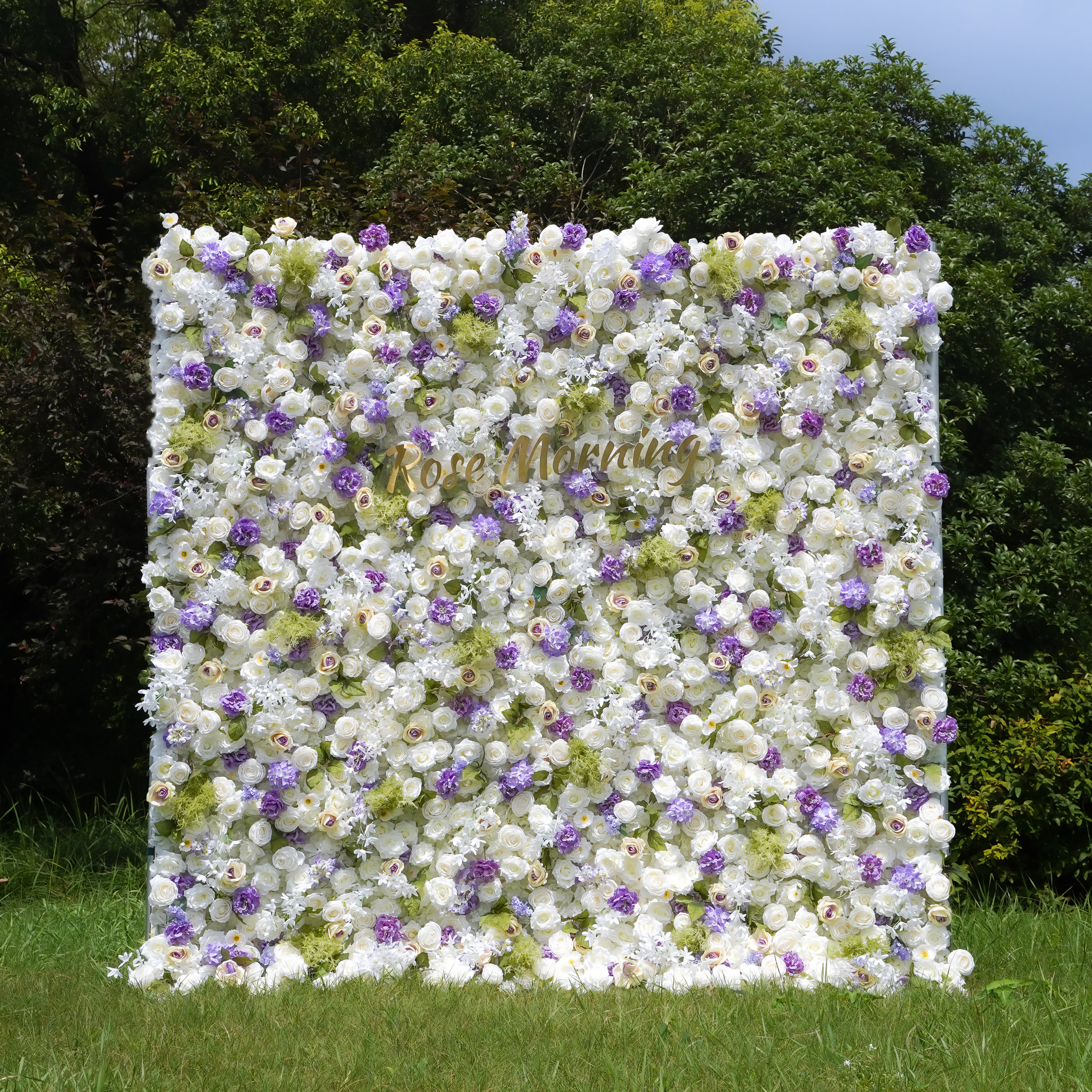 Lilianne: 5D Fabric Artificial Rolling up Flower Wall Curtain Flower Wall R962 - 8ft*8ft Rose Morning