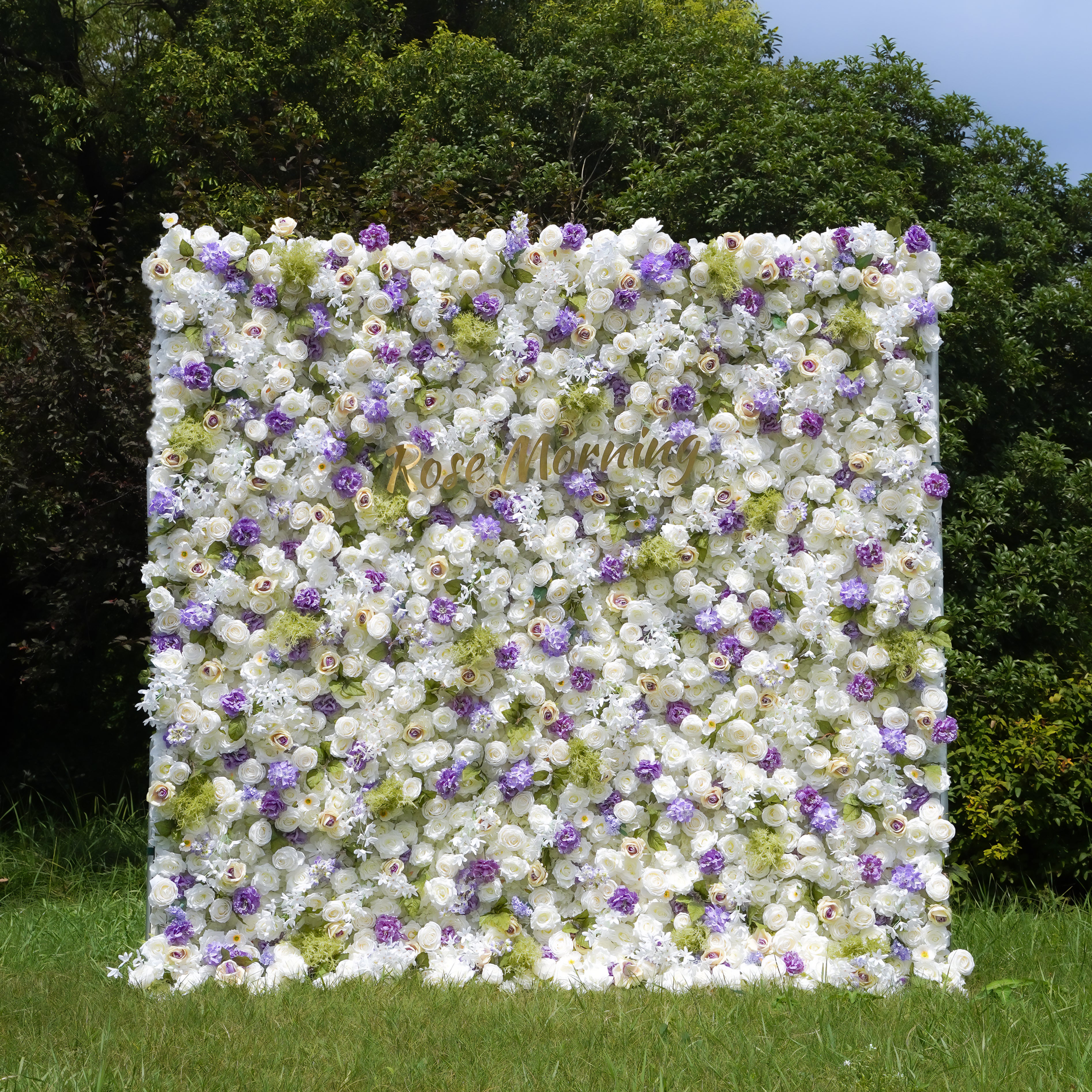 Lilianne: 5D Fabric Artificial Rolling up Flower Wall Curtain Flower Wall R962 - 8ft*8ft Rose Morning