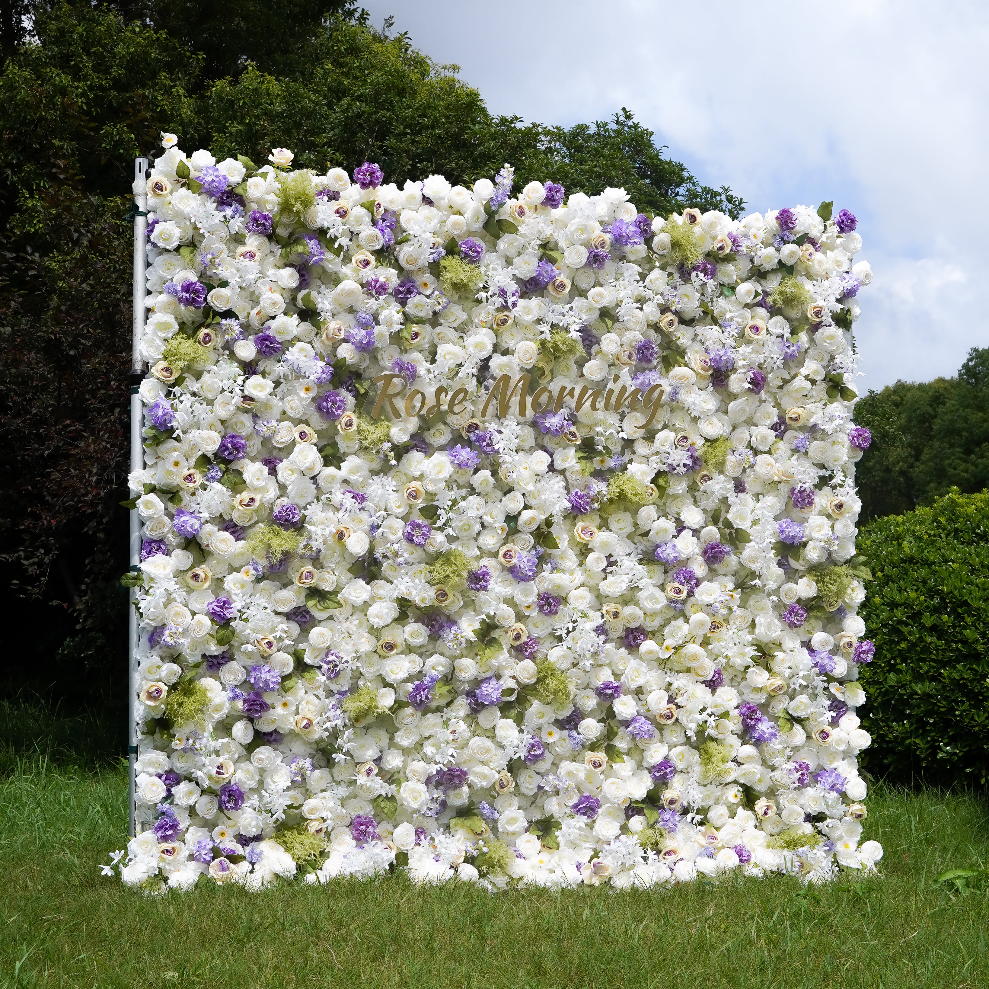 Lilianne: 5D Fabric Artificial Rolling up Flower Wall Curtain Flower Wall R962 - 8ft*8ft Rose Morning