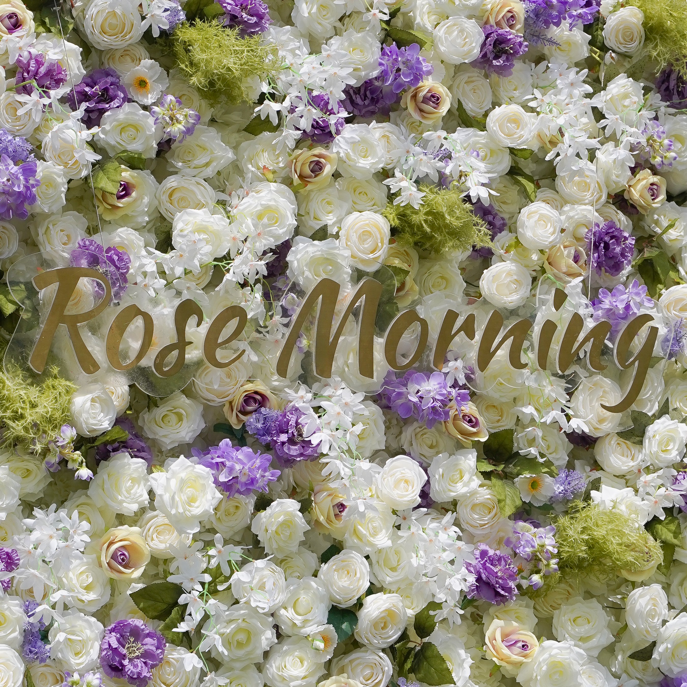 Lilianne: 5D Fabric Artificial Rolling up Flower Wall Curtain Flower Wall R962 - 8ft*8ft Rose Morning