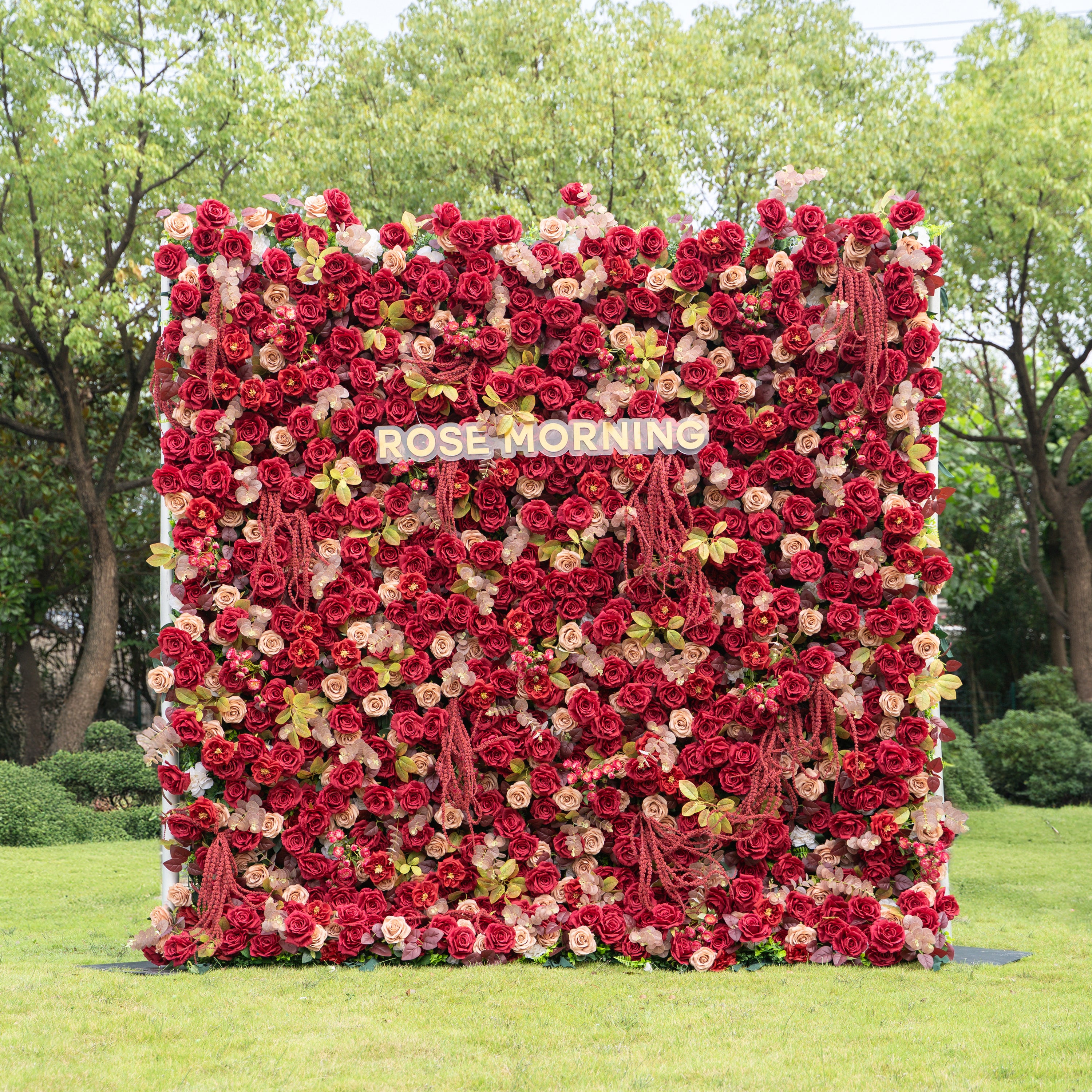 litchi:5D Fabric Artificial zip up curtain flower wall + Free Flower Stand(Ready to ship-Only USA)