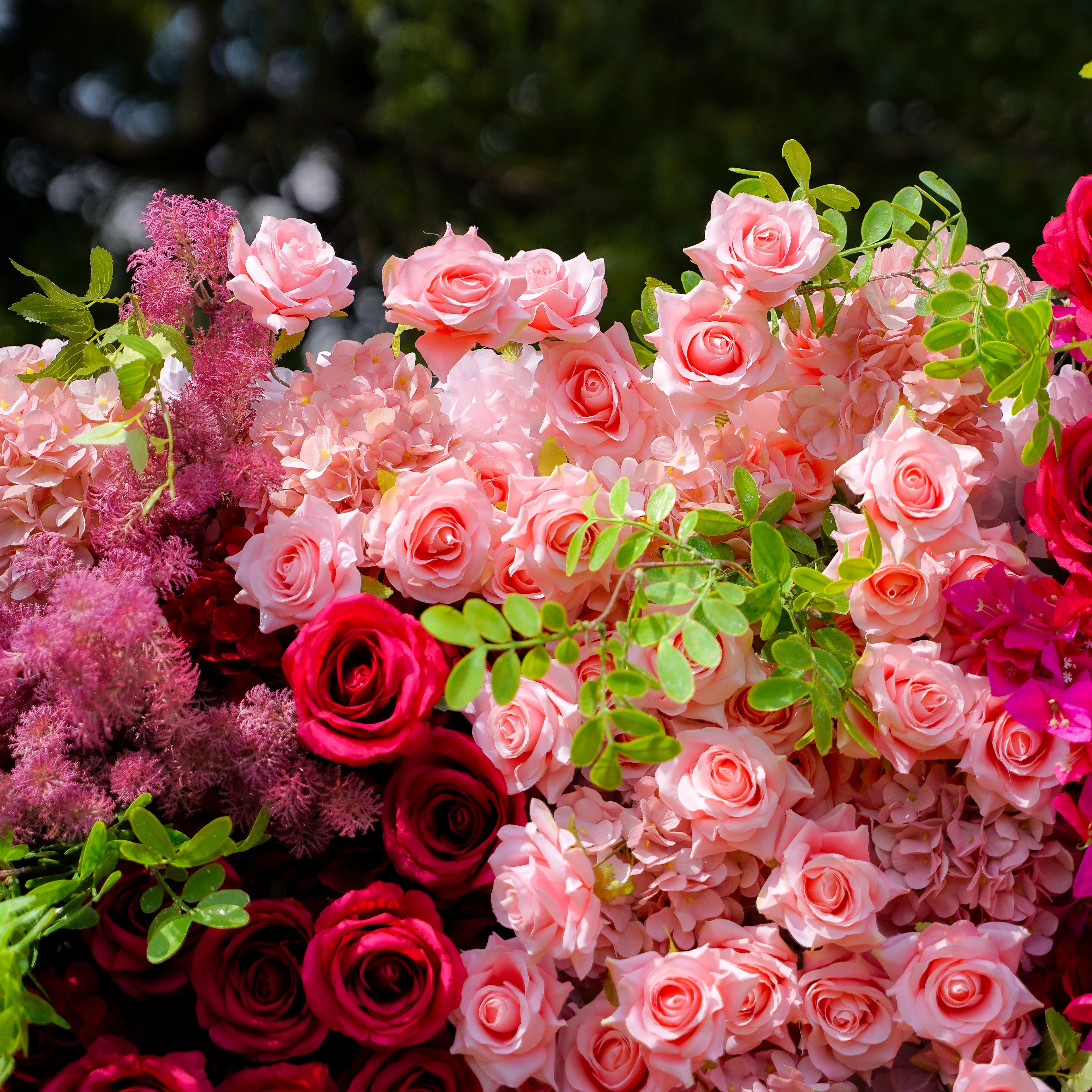 Lynda 5D Fabric Artificial rolling up curtain flower wall Rose Morning