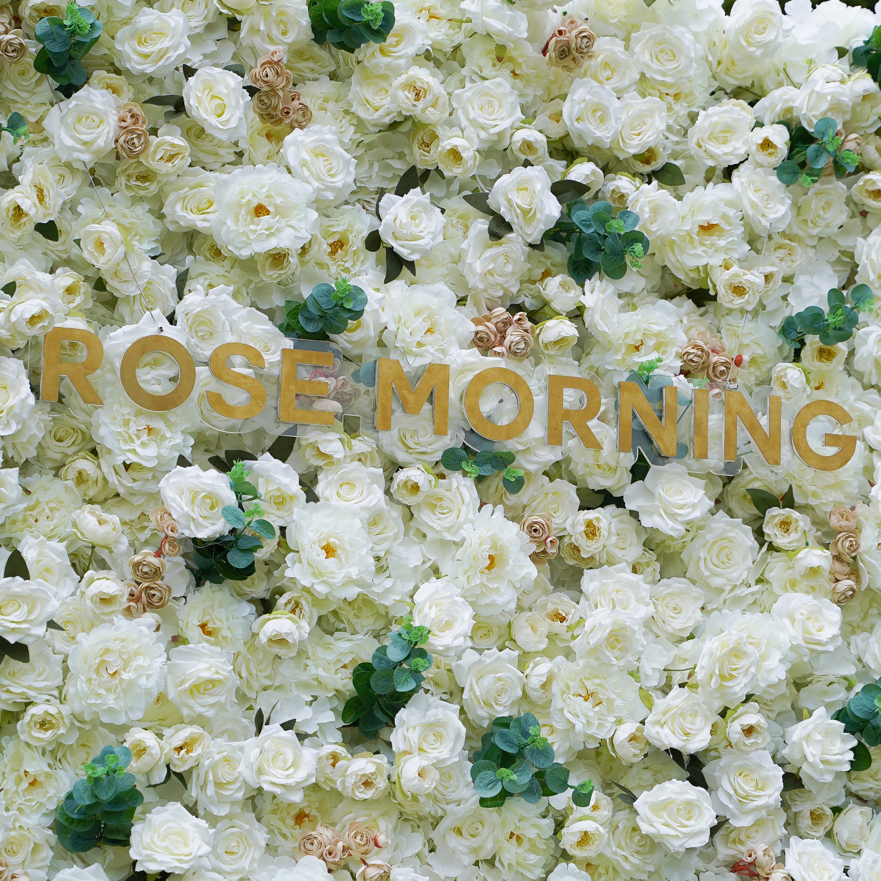 Marainne:5D Fabric Artificial Flower Wall Wedding Backdrop Rolling Up Curtain Flower Wall R099 - 8ft*8ft Rose Morning