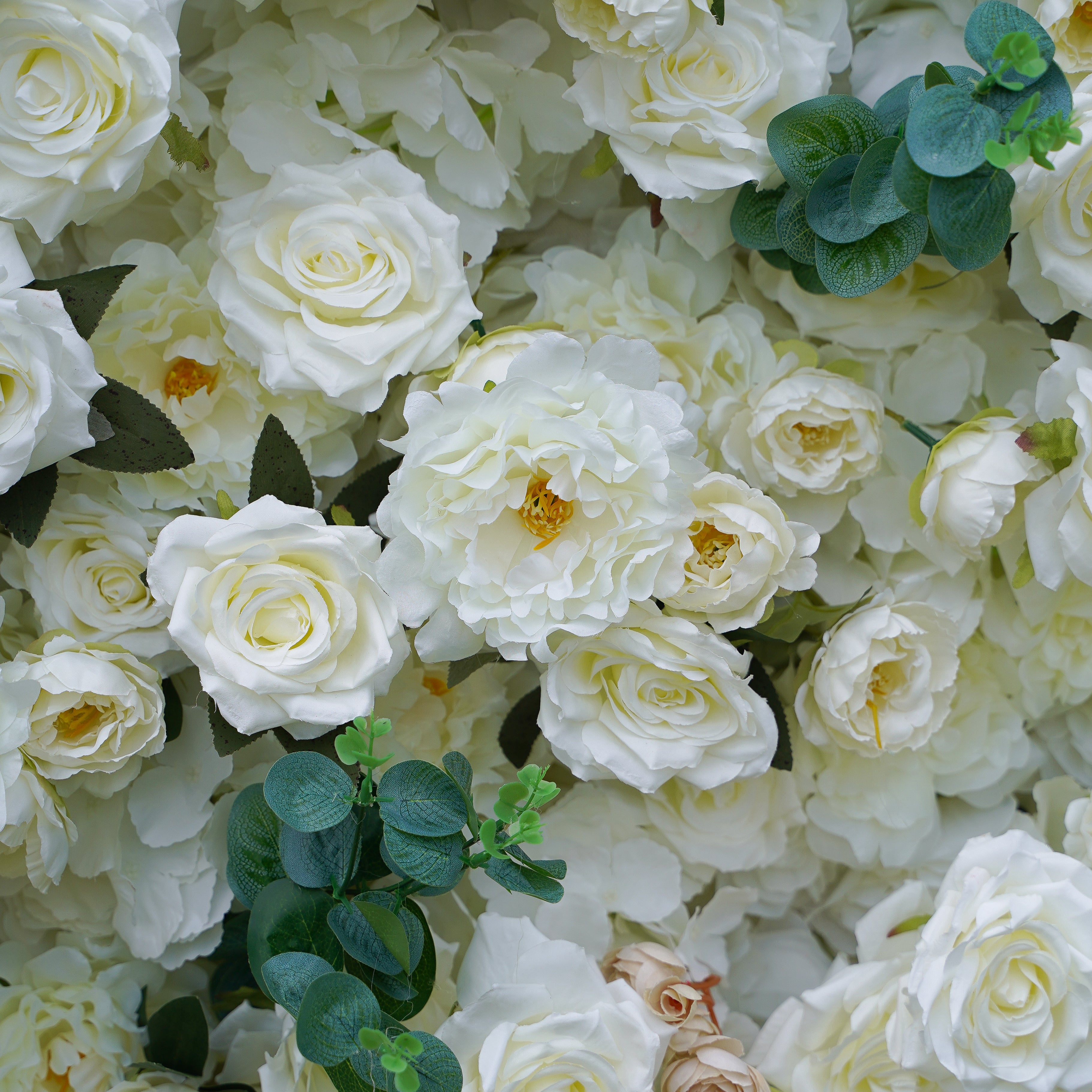 Marainne:5D Fabric Artificial Flower Wall Wedding Backdrop Rolling Up Curtain Flower Wall R099 - 8ft*8ft Rose Morning