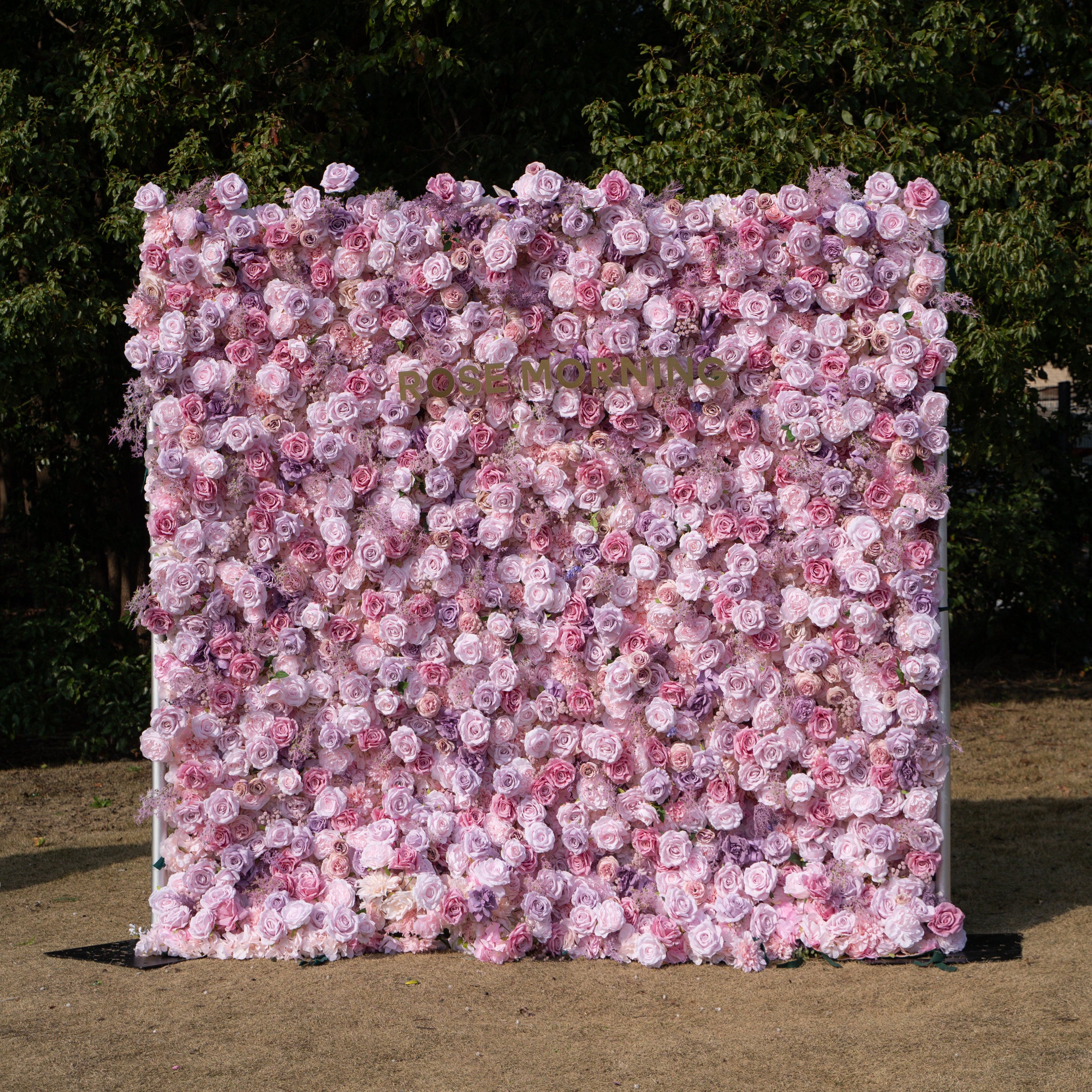 Matteo: 5D Lavender & Blush Pink Silk Rose Flower Wall Roll-Up Fabric Backdrop for Elegant Weddings & Events