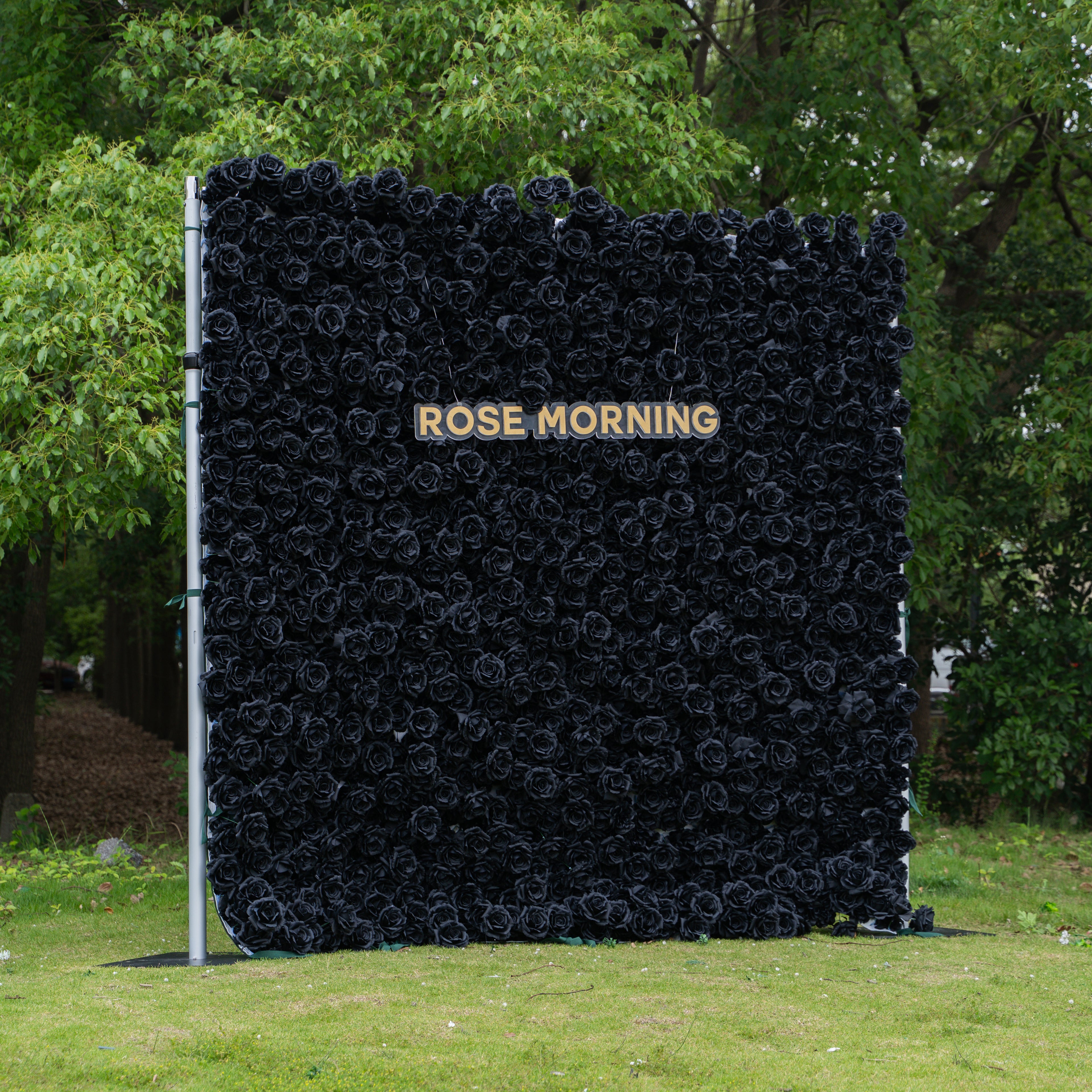 Midnight:3D Fabric Artificial rolling up curtain Black Rose Flower Wall
