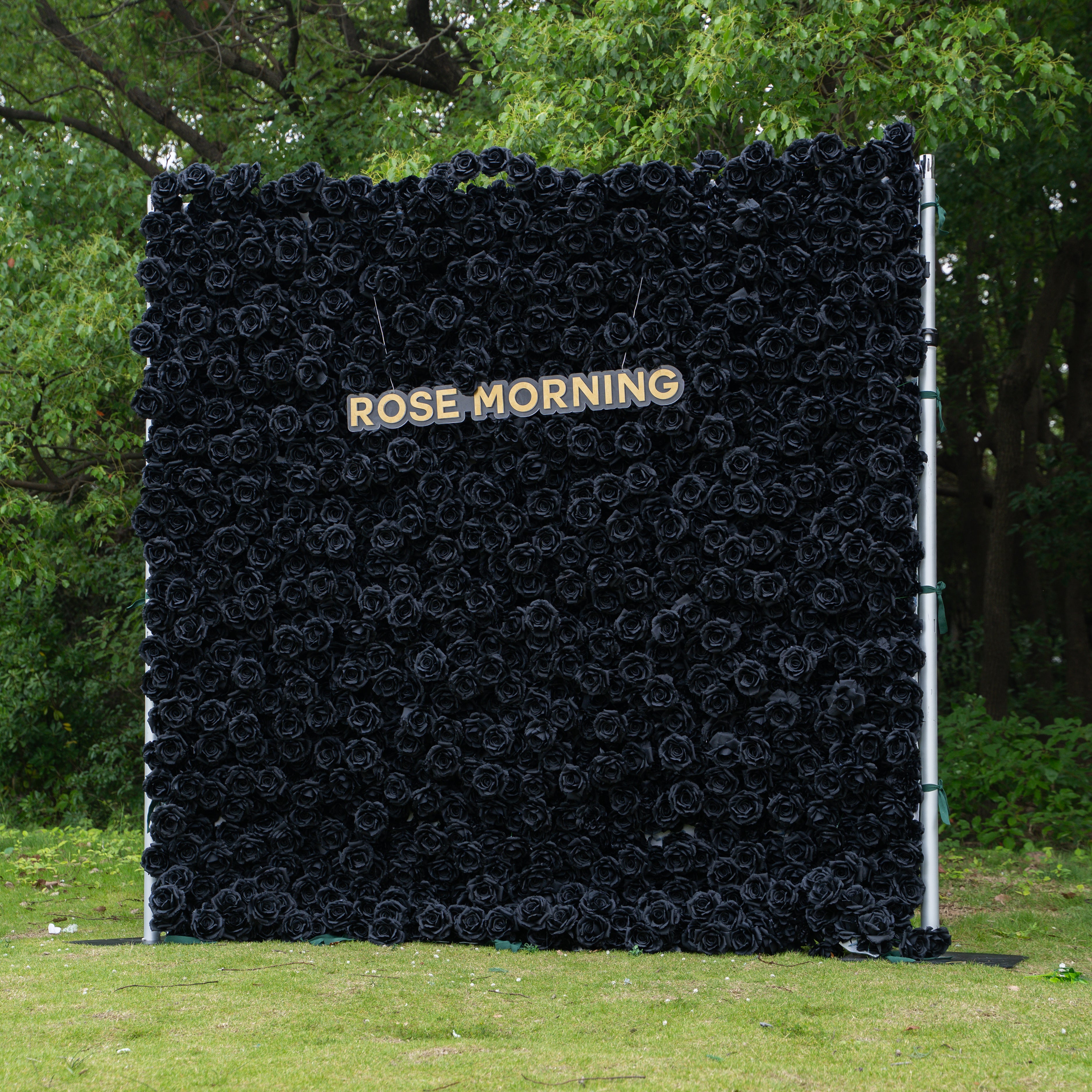 Midnight:3D Fabric Artificial rolling up curtain Black Rose Flower Wall