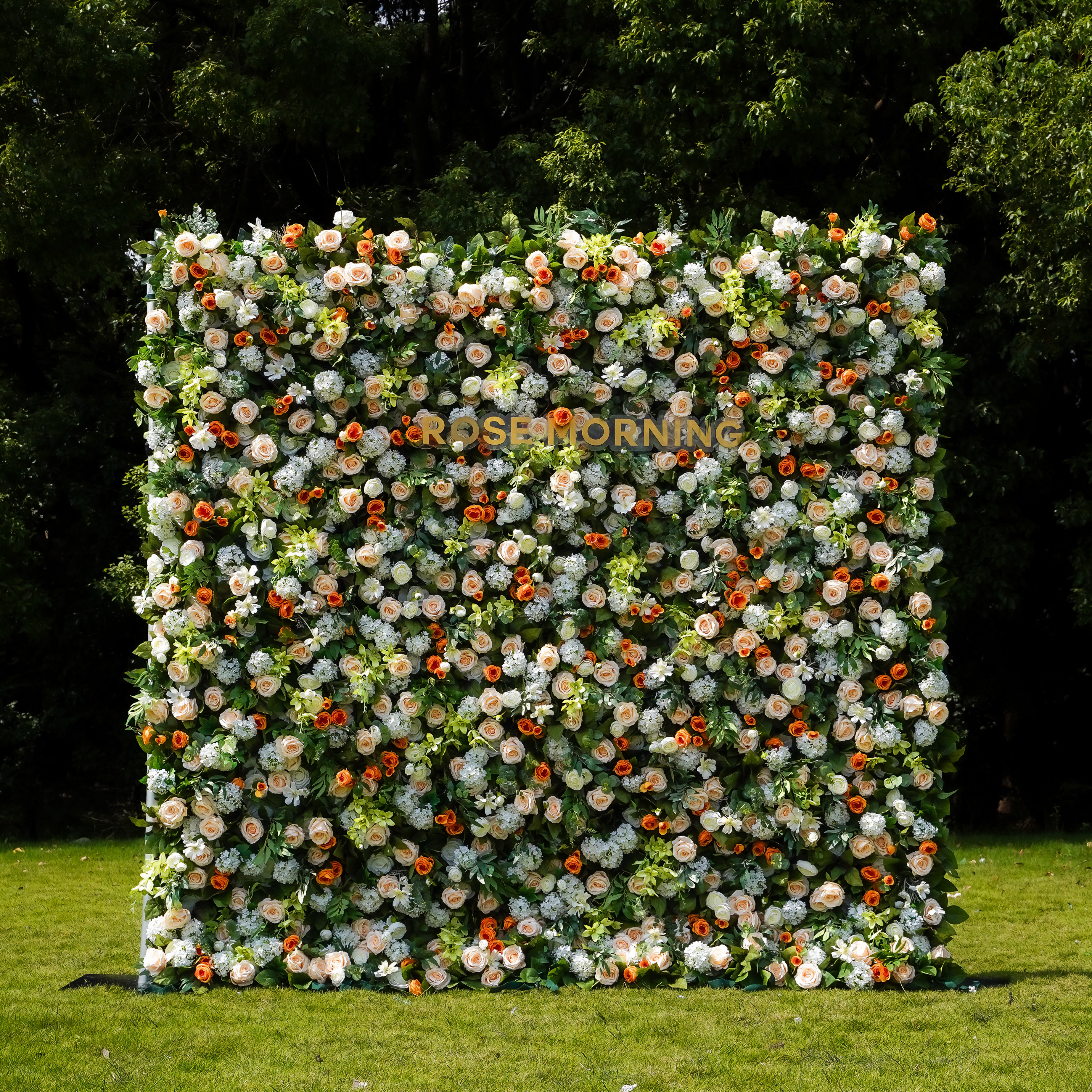 Mila 5D Fabric Artificial rolling up curtain flower wall Rose Morning