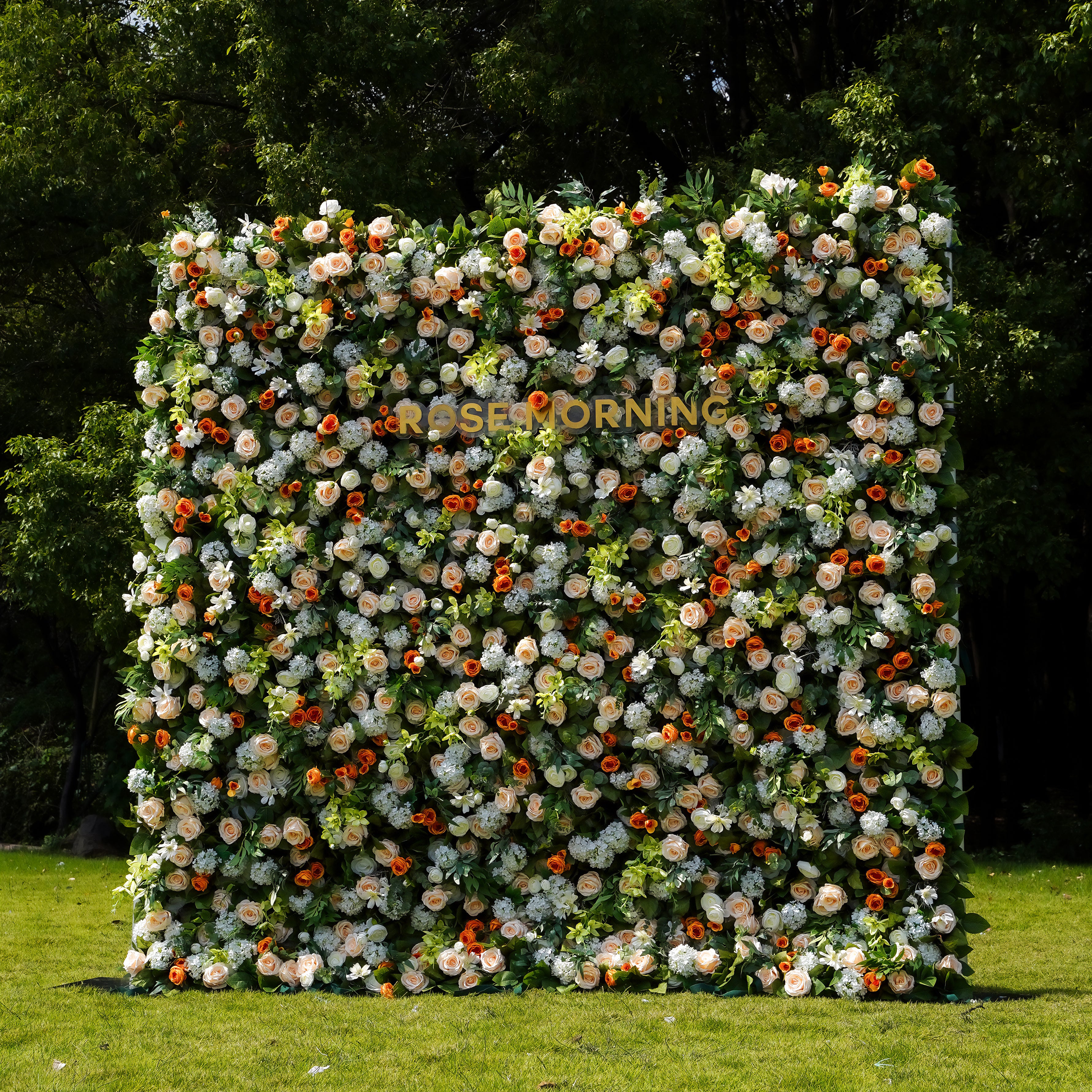 Mila 5D Fabric Artificial rolling up curtain flower wall Rose Morning