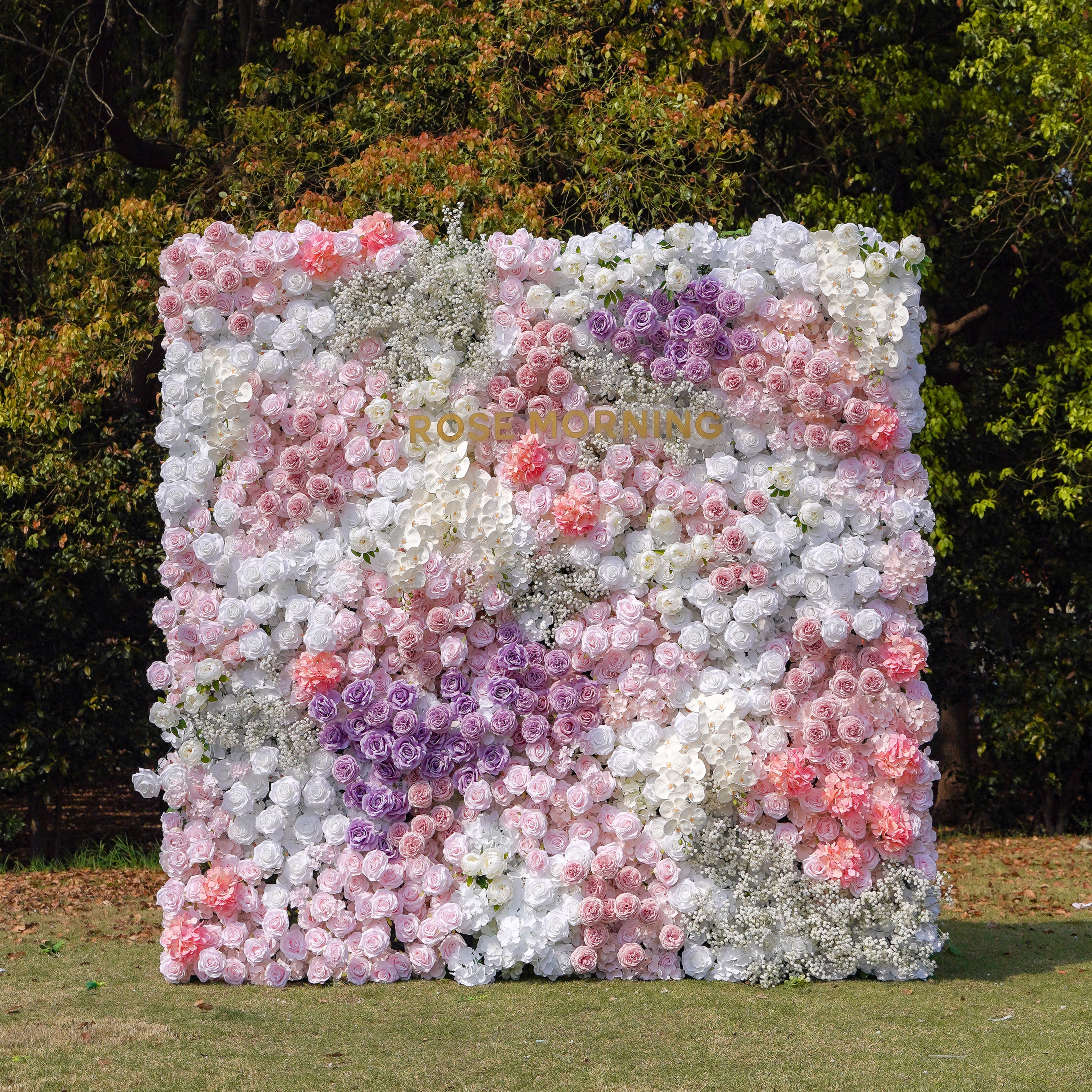 Nari:5D Fabric Artificial rolling up curtain flower wall Rose Morning