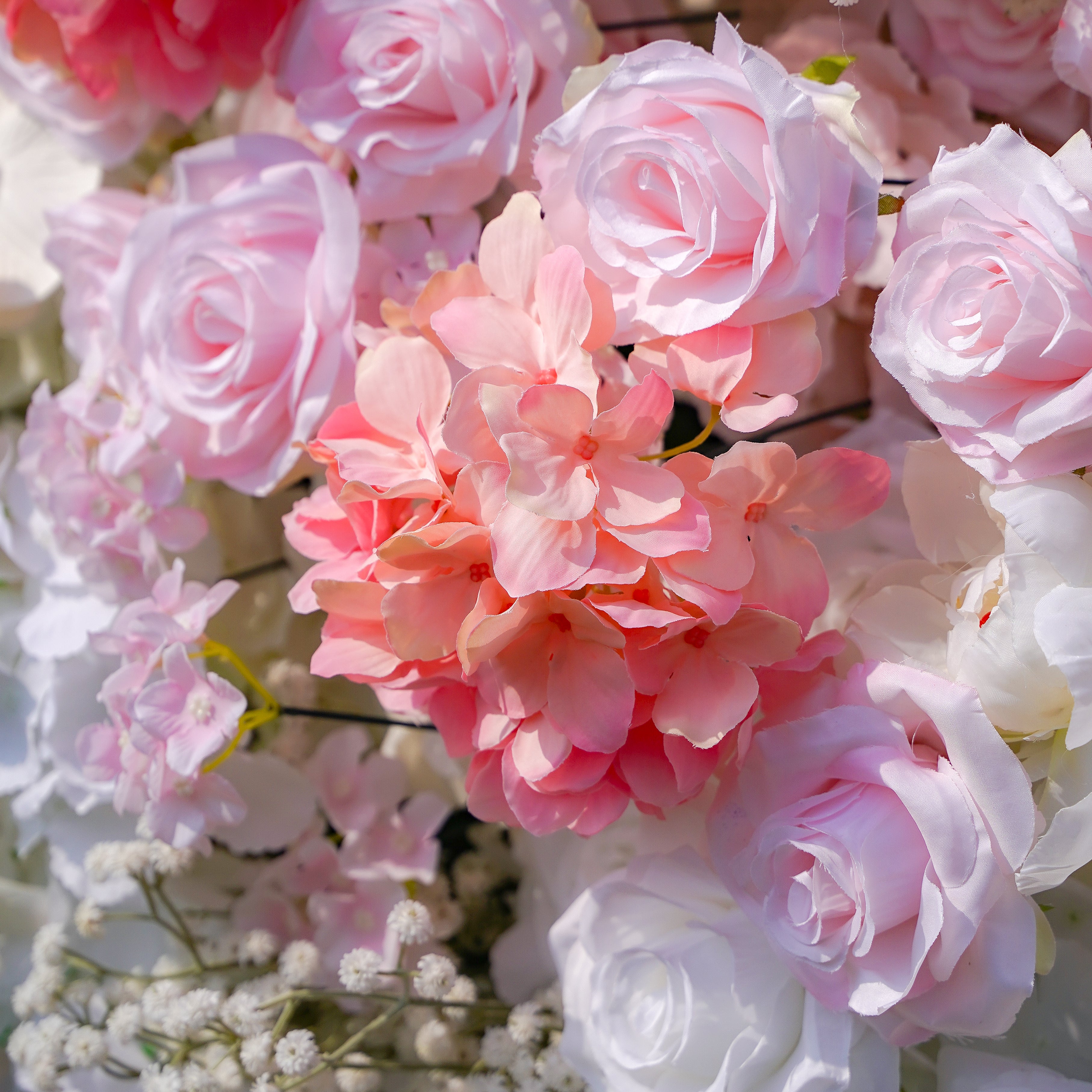 Nari:5D Fabric Artificial rolling up curtain flower wall Rose Morning