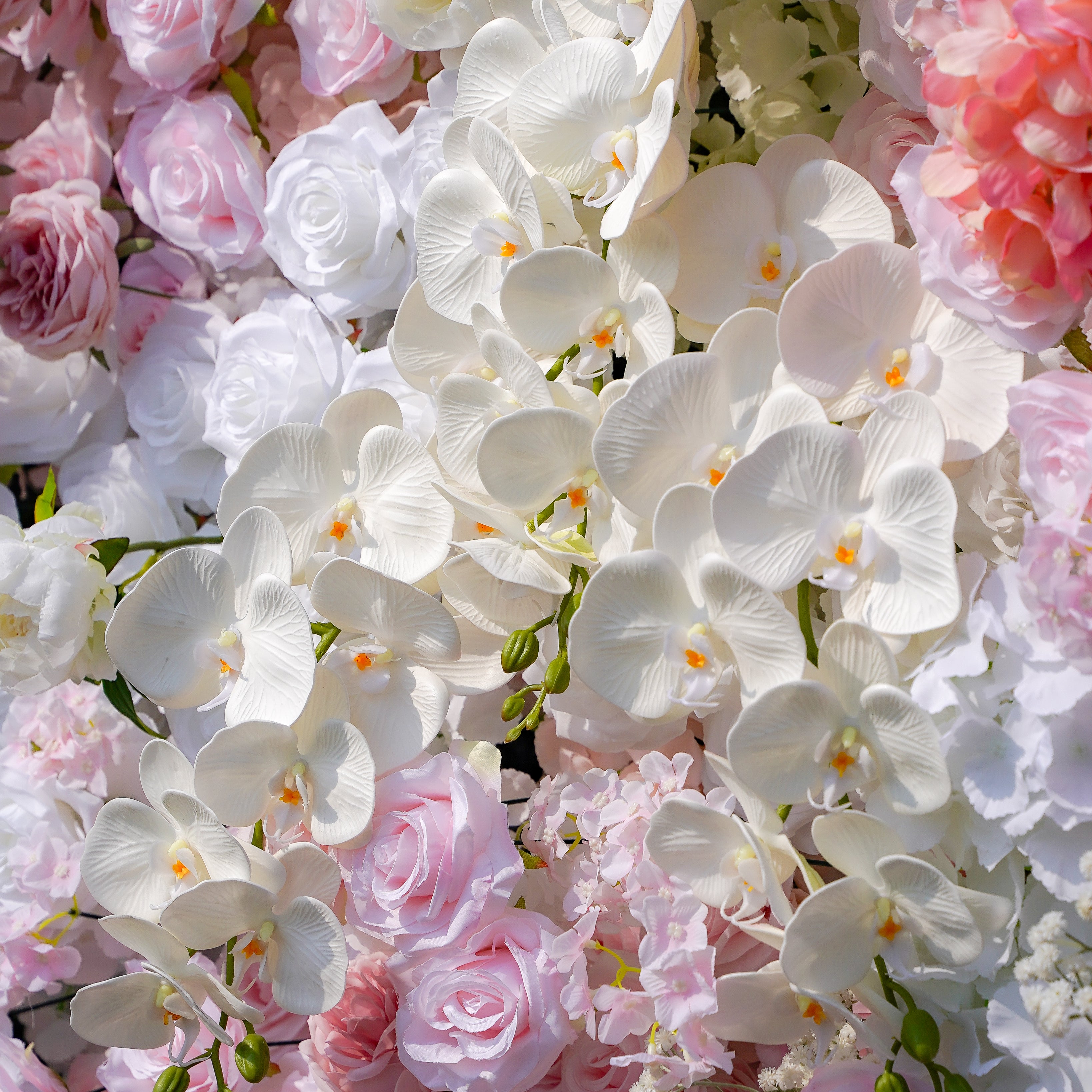 Nari:5D Fabric Artificial rolling up curtain flower wall Rose Morning