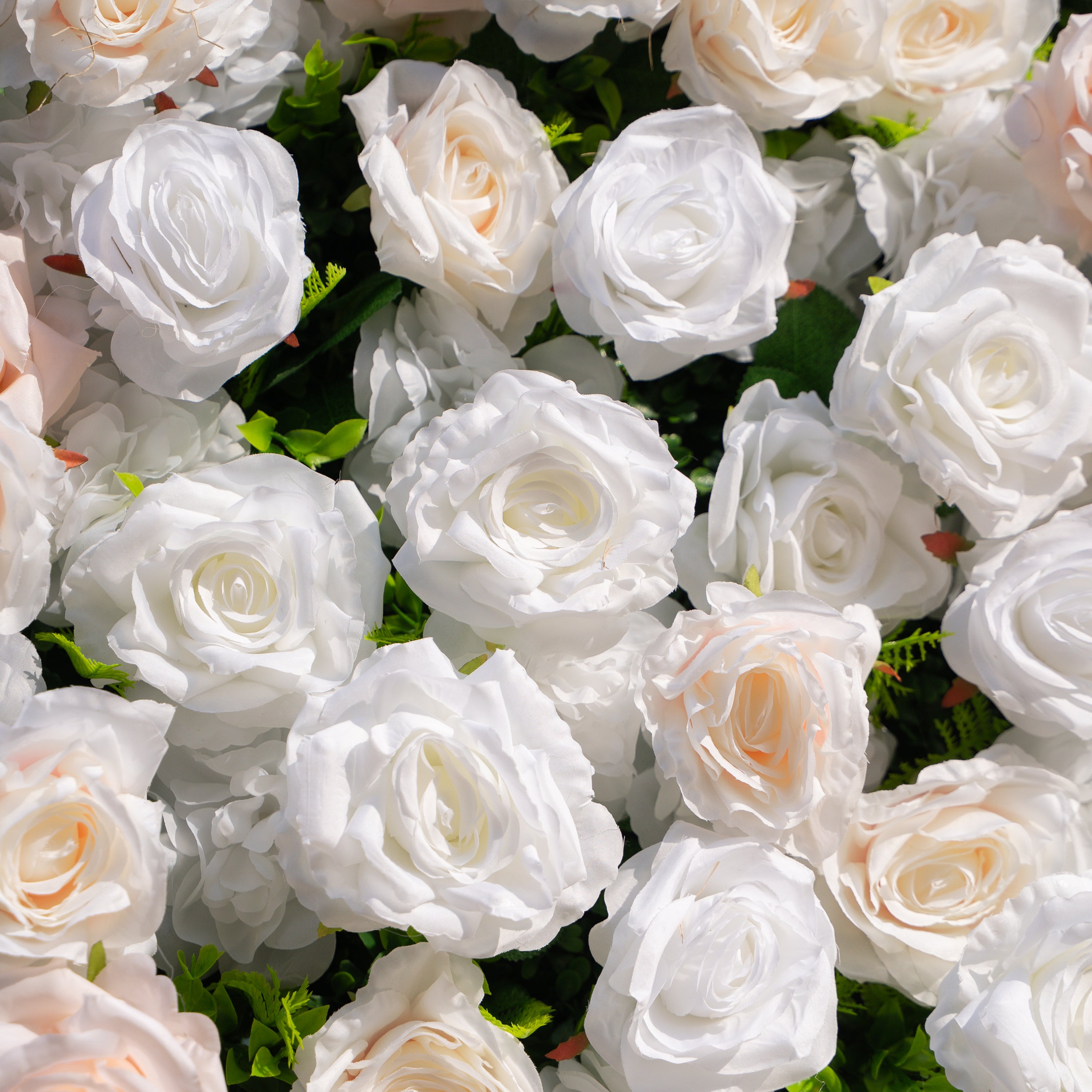Nerina: 3D Elegant Ivory & Nude Silk Rose Flower Wall Roll Up Fabric Floral Curtain for Wedding Events Decor