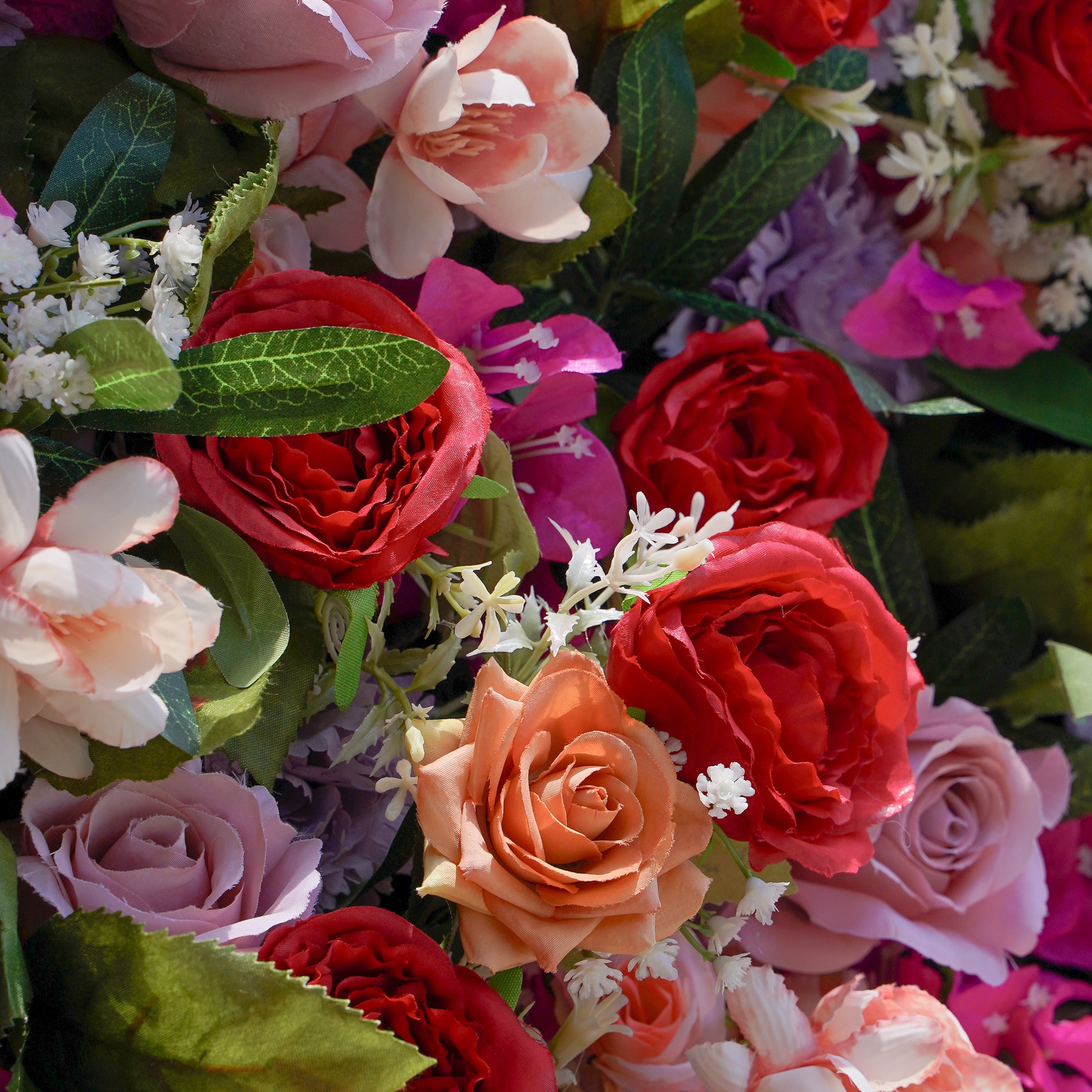 NooZay: 5D 2023 Fabric Artificial Flower Wall Rolling Up Curtain Flower Wall R904 - 8ft*8ft Rose Morning