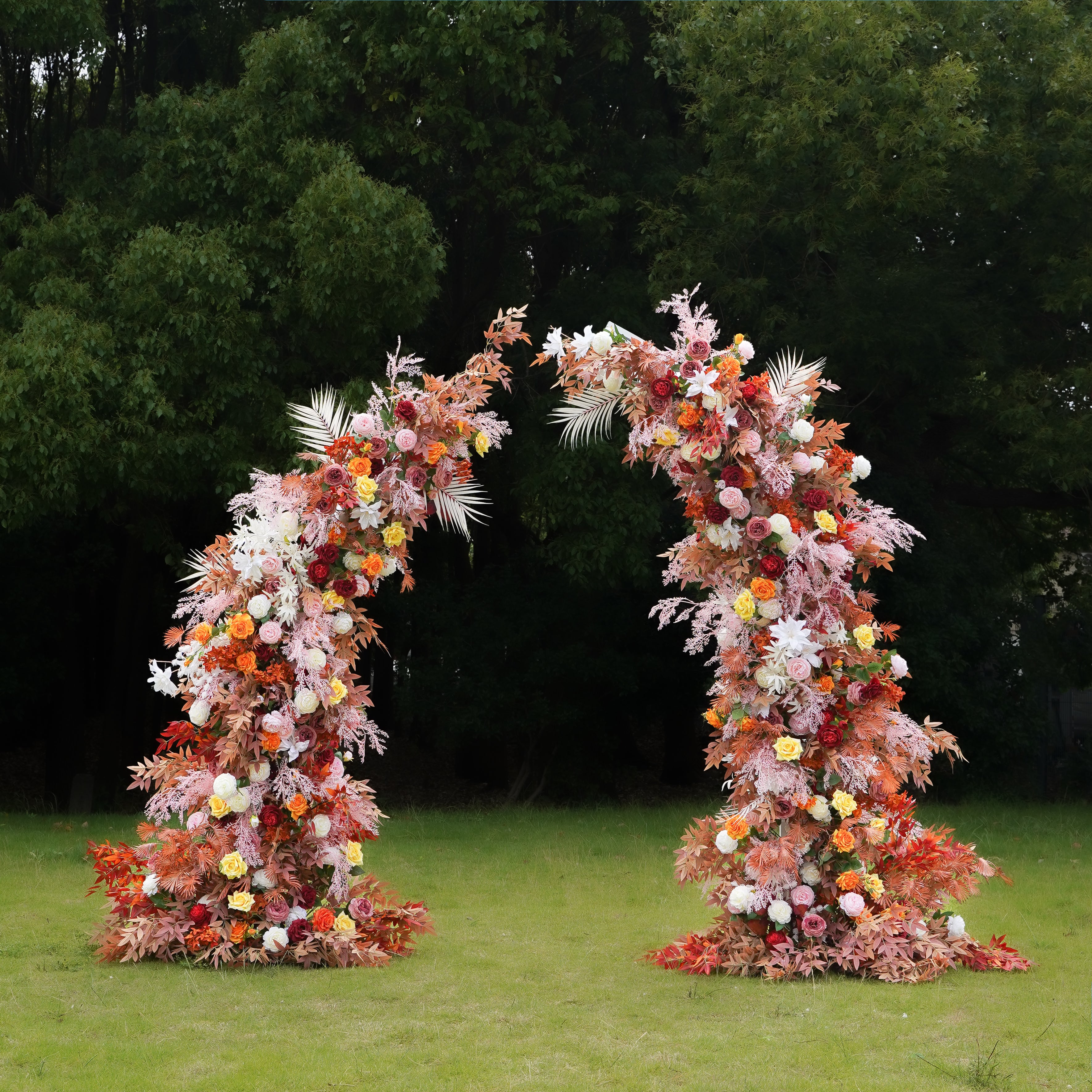 Orange:2023 New Wedding Party Background Floral Arch Decoration Including Frame -R913 Rose Morning