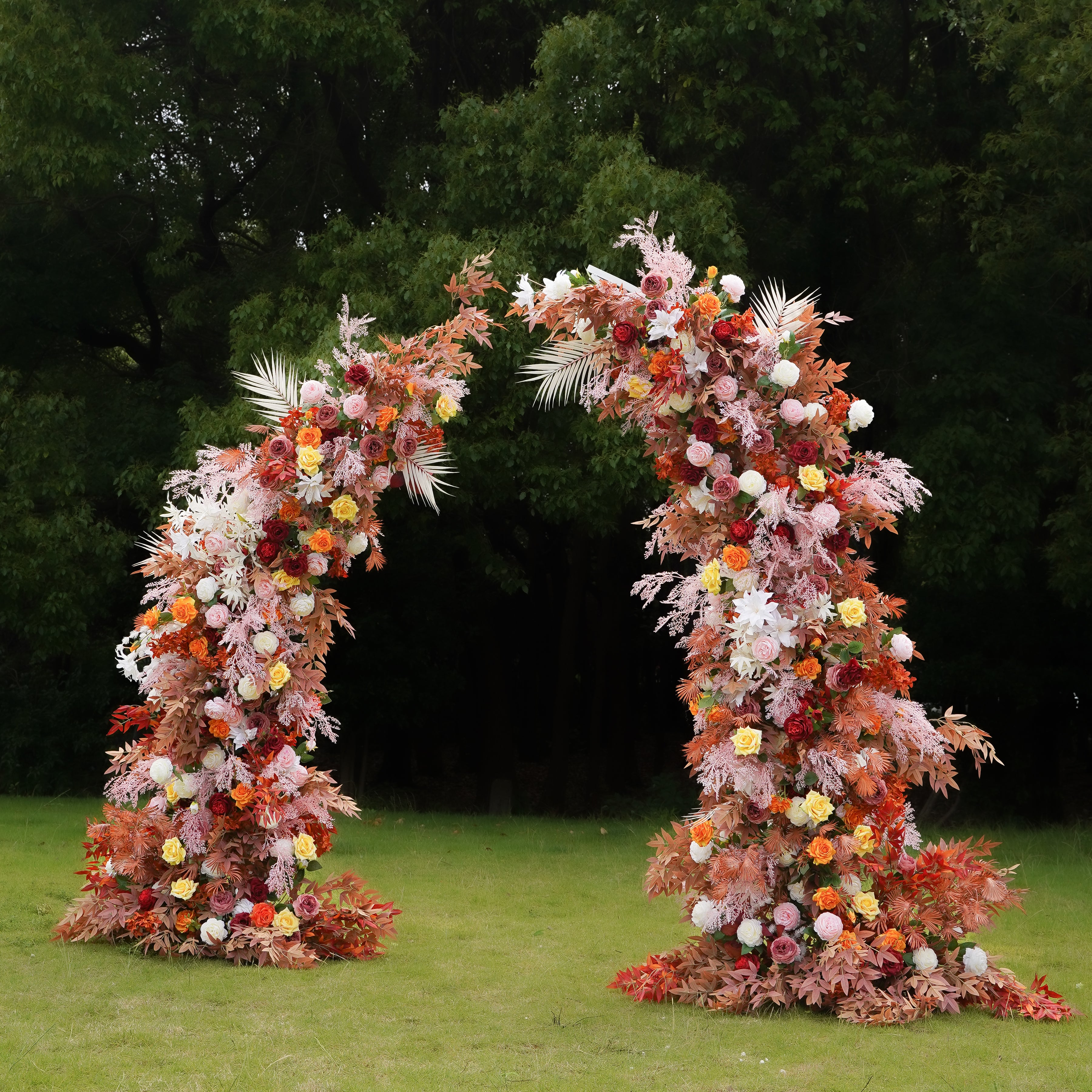 Orange:2023 New Wedding Party Background Floral Arch Decoration Including Frame -R913 Rose Morning