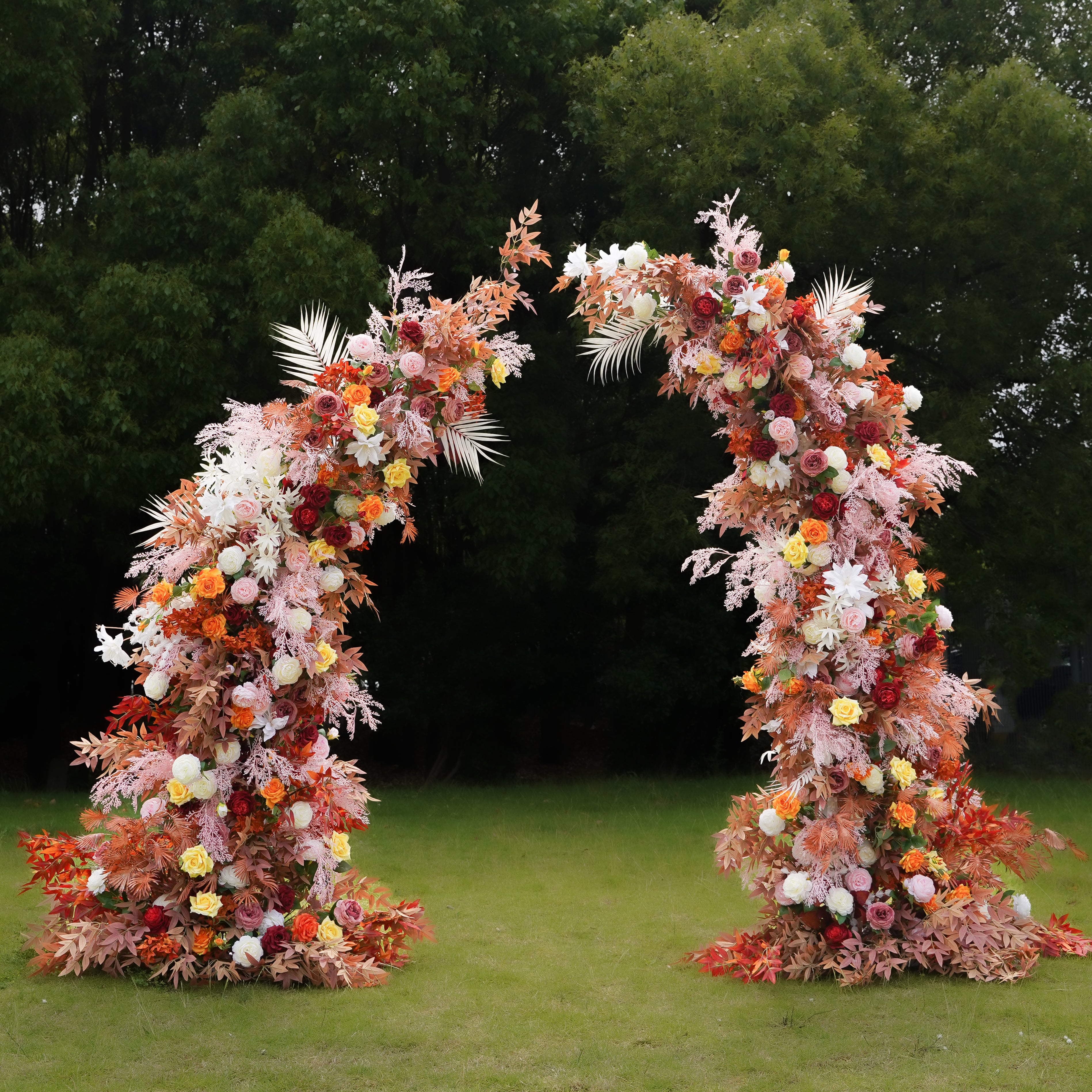 Orange:2023 New Wedding Party Background Floral Arch Decoration Including Frame -R913 Rose Morning