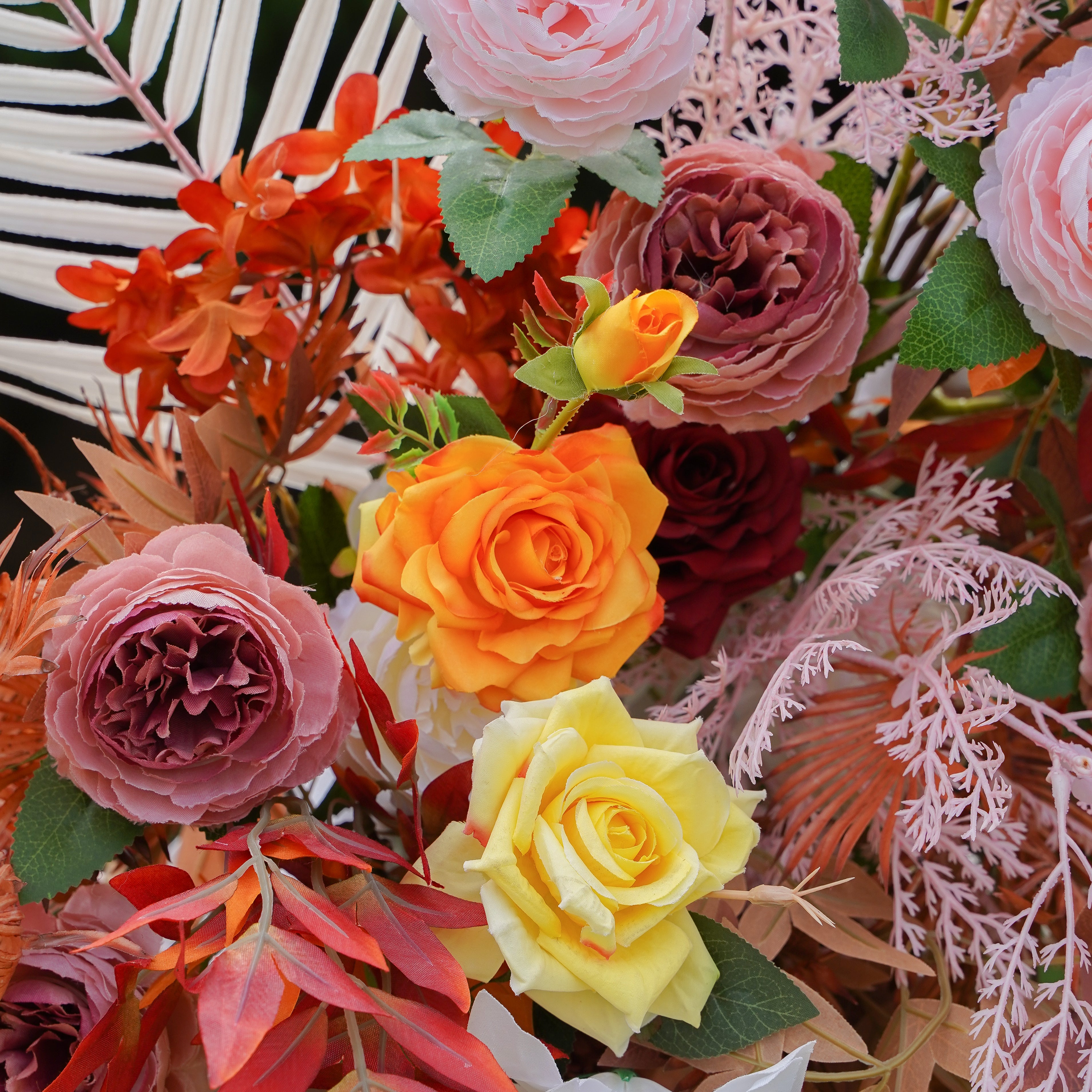 Orange:2023 New Wedding Party Background Floral Arch Decoration Including Frame -R913 Rose Morning