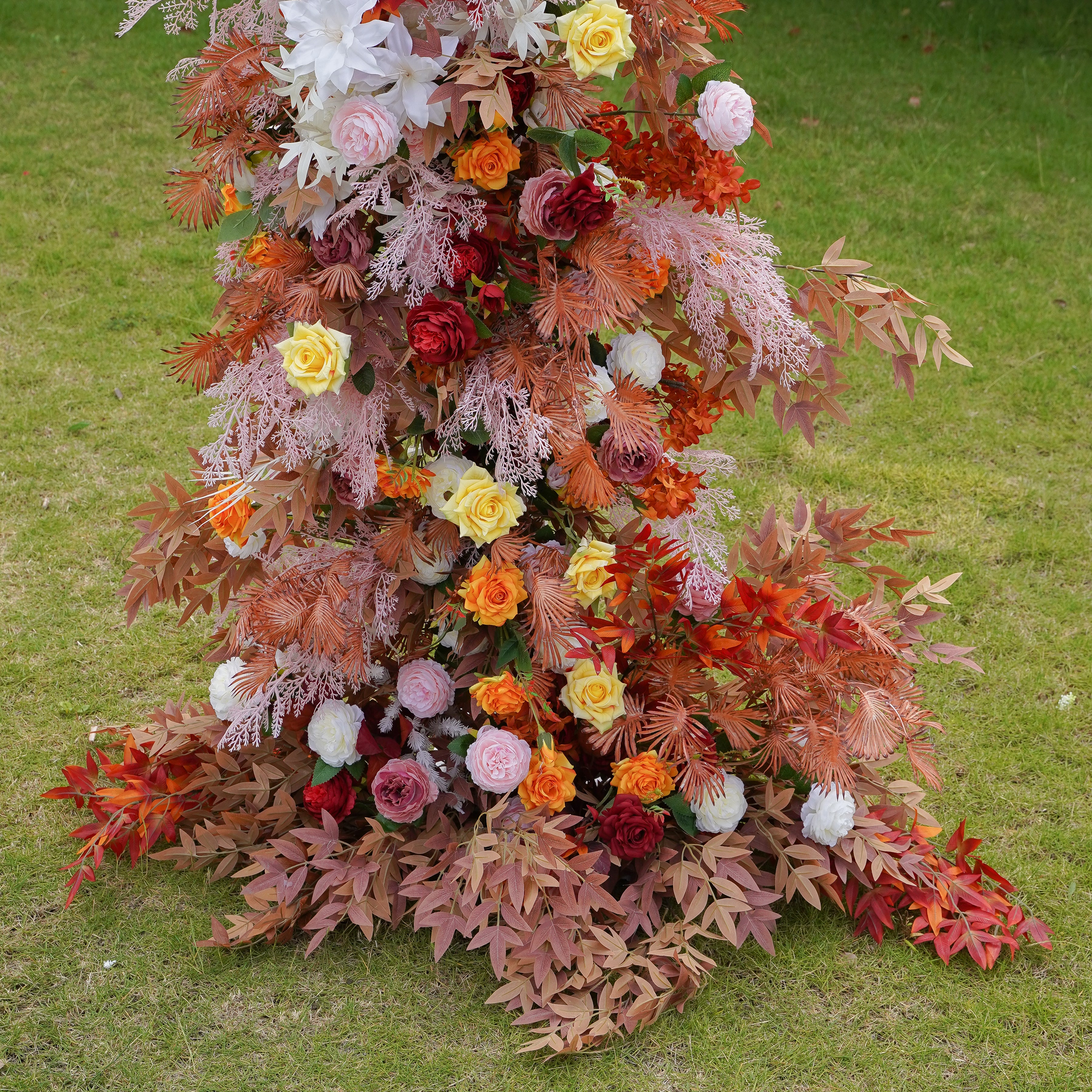 Orange:2023 New Wedding Party Background Floral Arch Decoration Including Frame -R913 Rose Morning