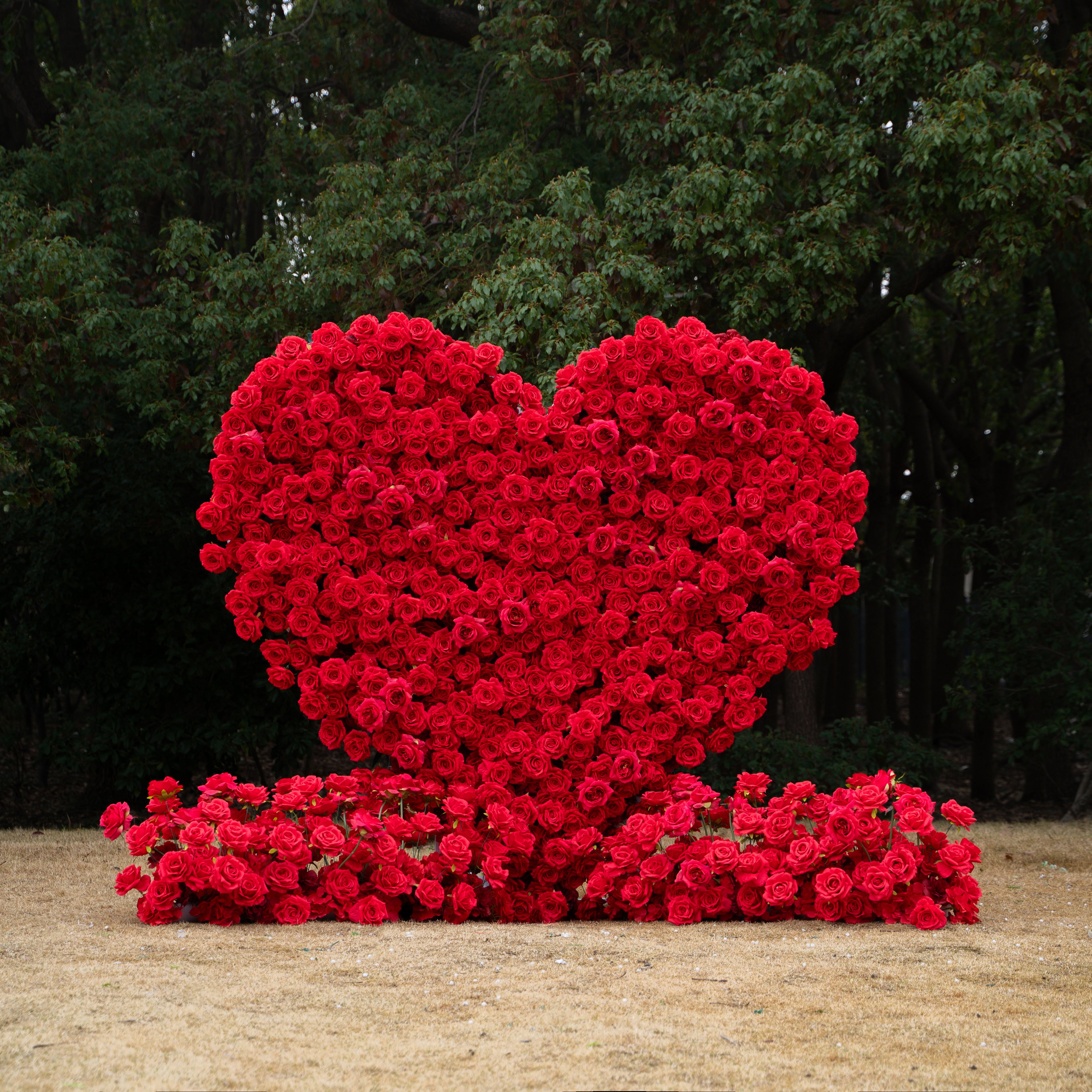 Passion Heart Wall:3D Fabric Artificial rolling up curtain flower wall (6.2ft*6.9ft)