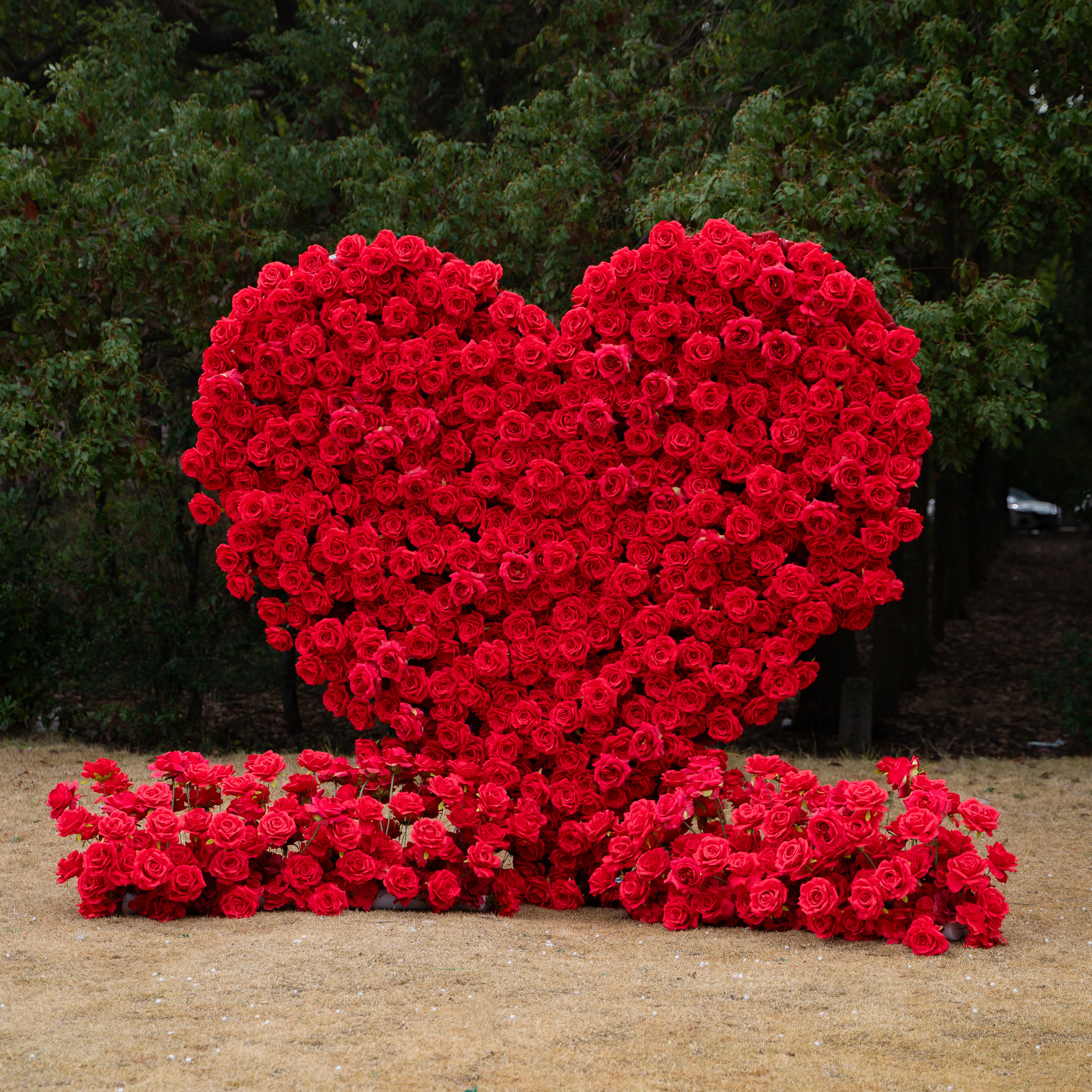 Passion Heart Wall:3D Fabric Artificial rolling up curtain flower wall (6.2ft*6.9ft)