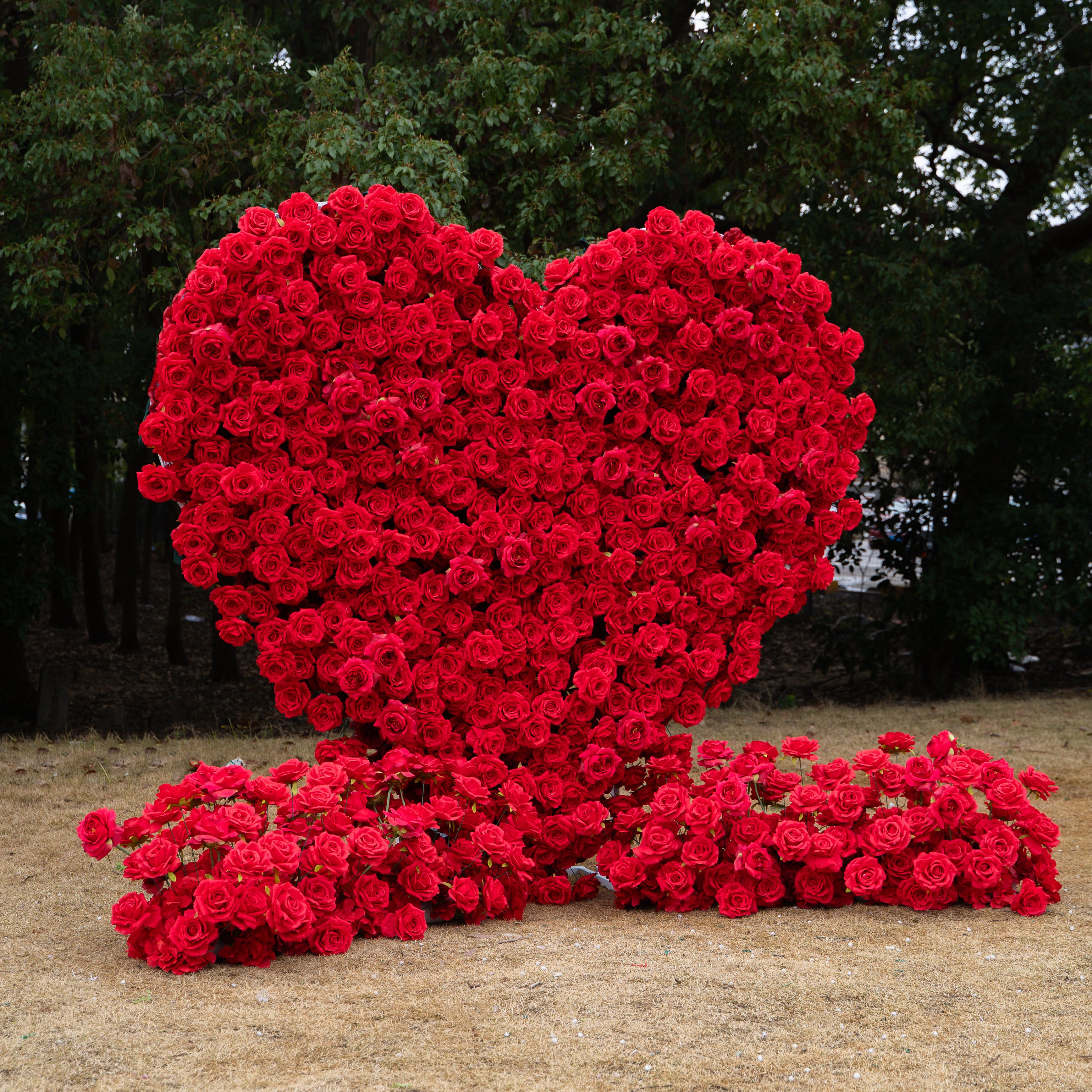 Passion Heart Wall:3D Fabric Artificial rolling up curtain flower wall (6.2ft*6.9ft)