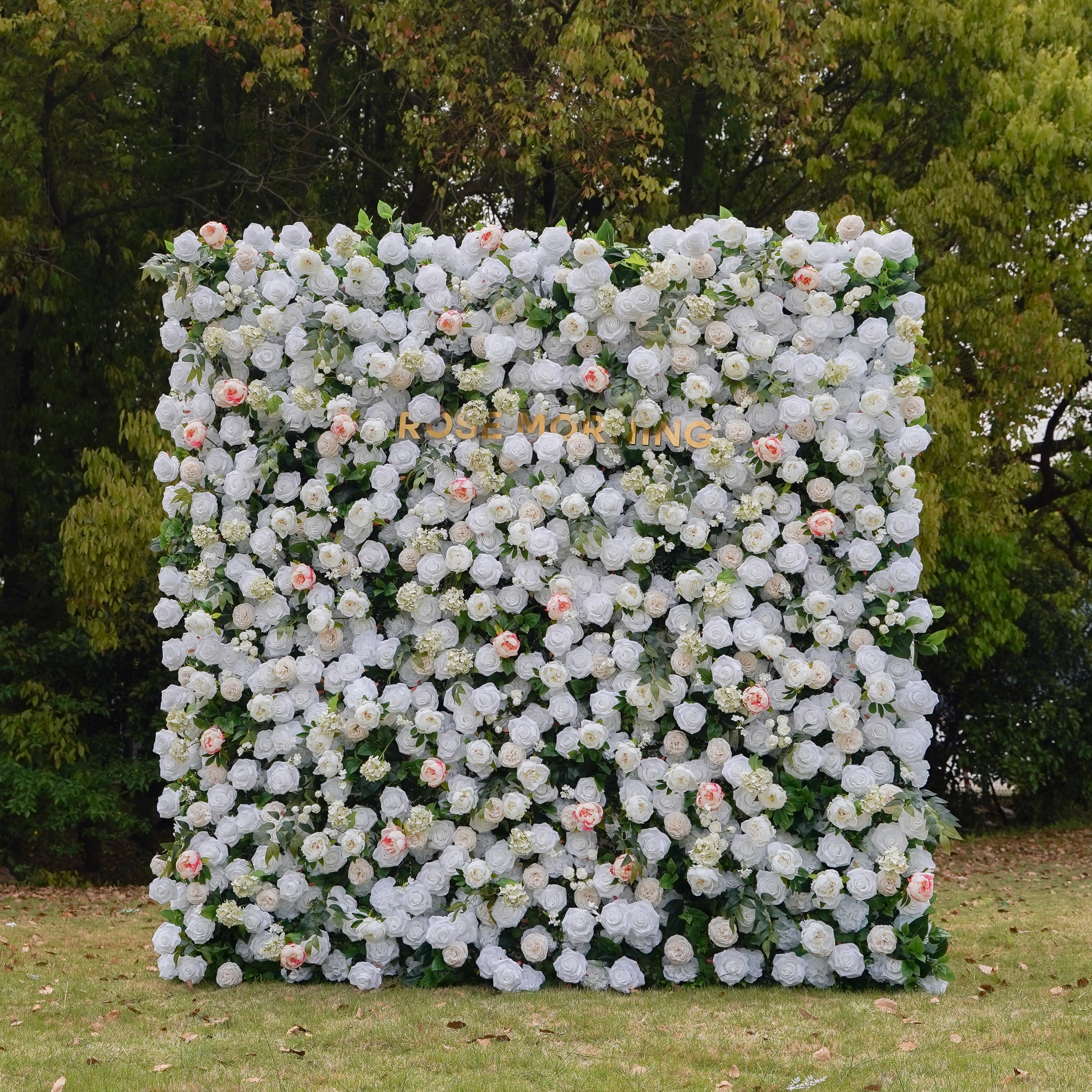 Peonies:5D Fabric Artificial rolling up curtain flower wall Rose Morning