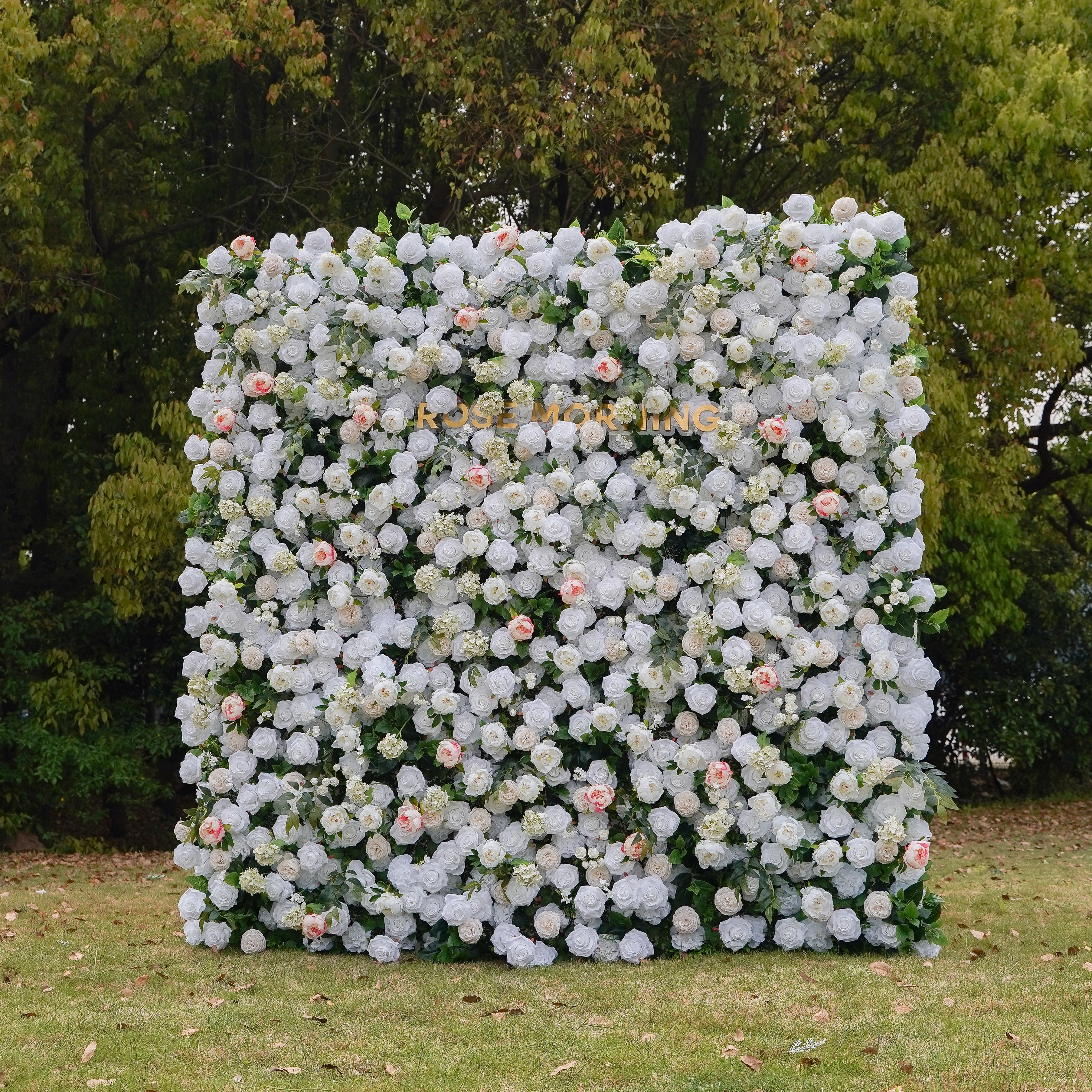 Peonies:5D Fabric Artificial rolling up curtain flower wall Rose Morning