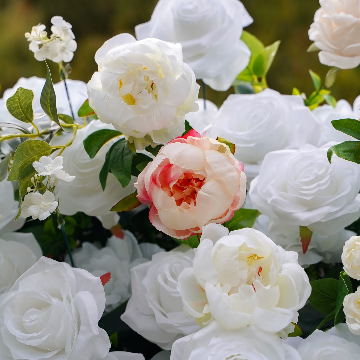 Peonies:5D Fabric Artificial rolling up curtain flower wall Rose Morning