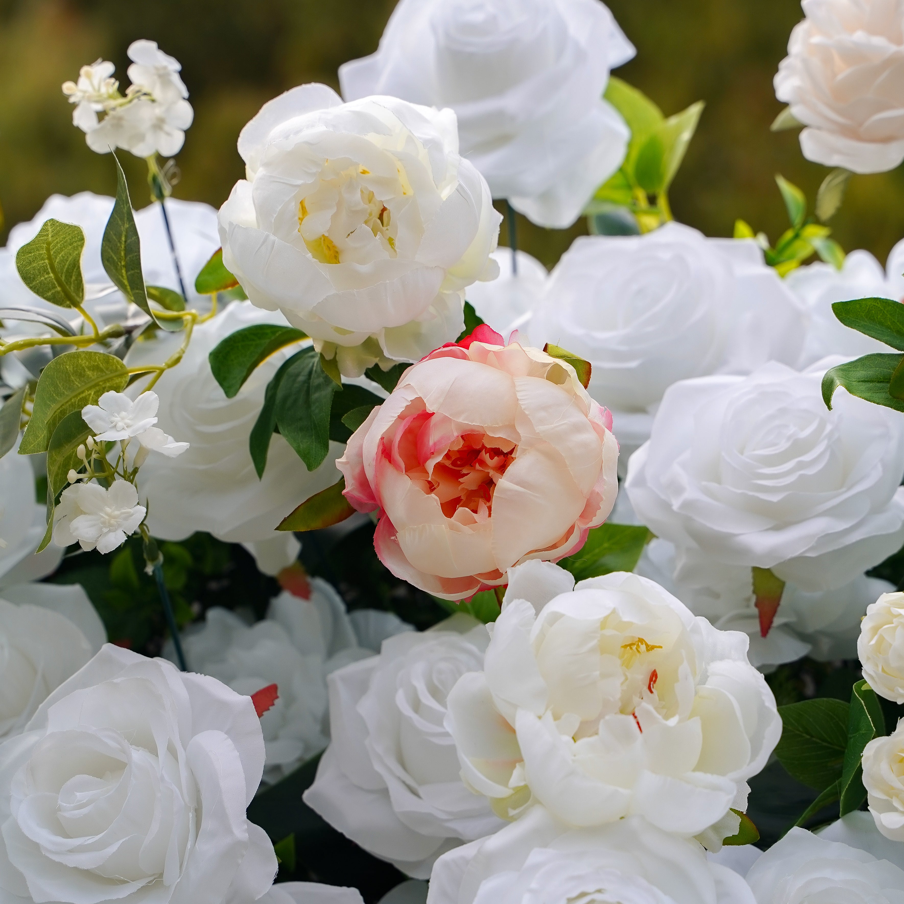 Peonies:5D Fabric Artificial rolling up curtain flower wall Rose Morning