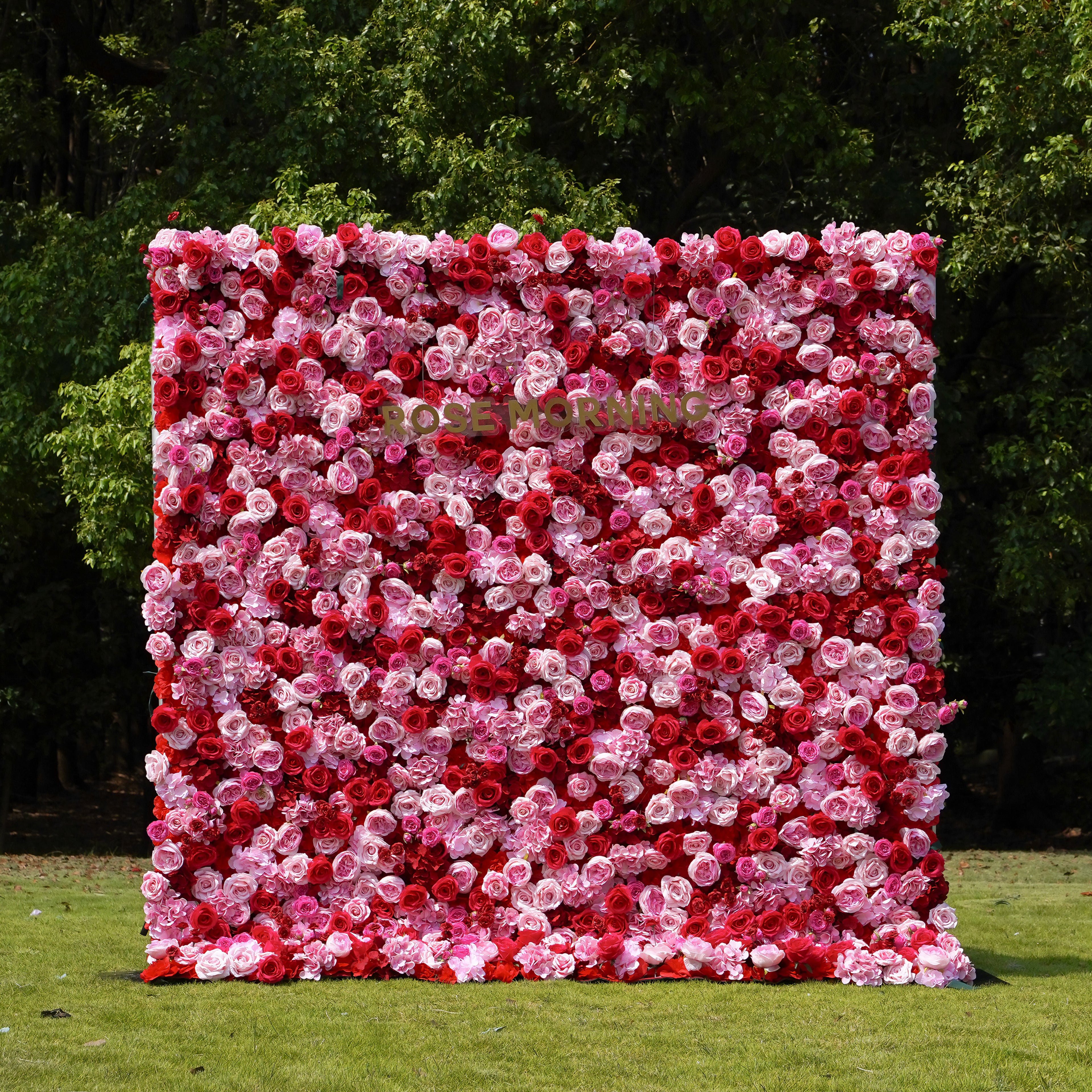 Peyton: 3D Fabric Artificial Flower Wall Rolling Up Curtain Flower Wall 8ft*8ft -R038 Rose Morning
